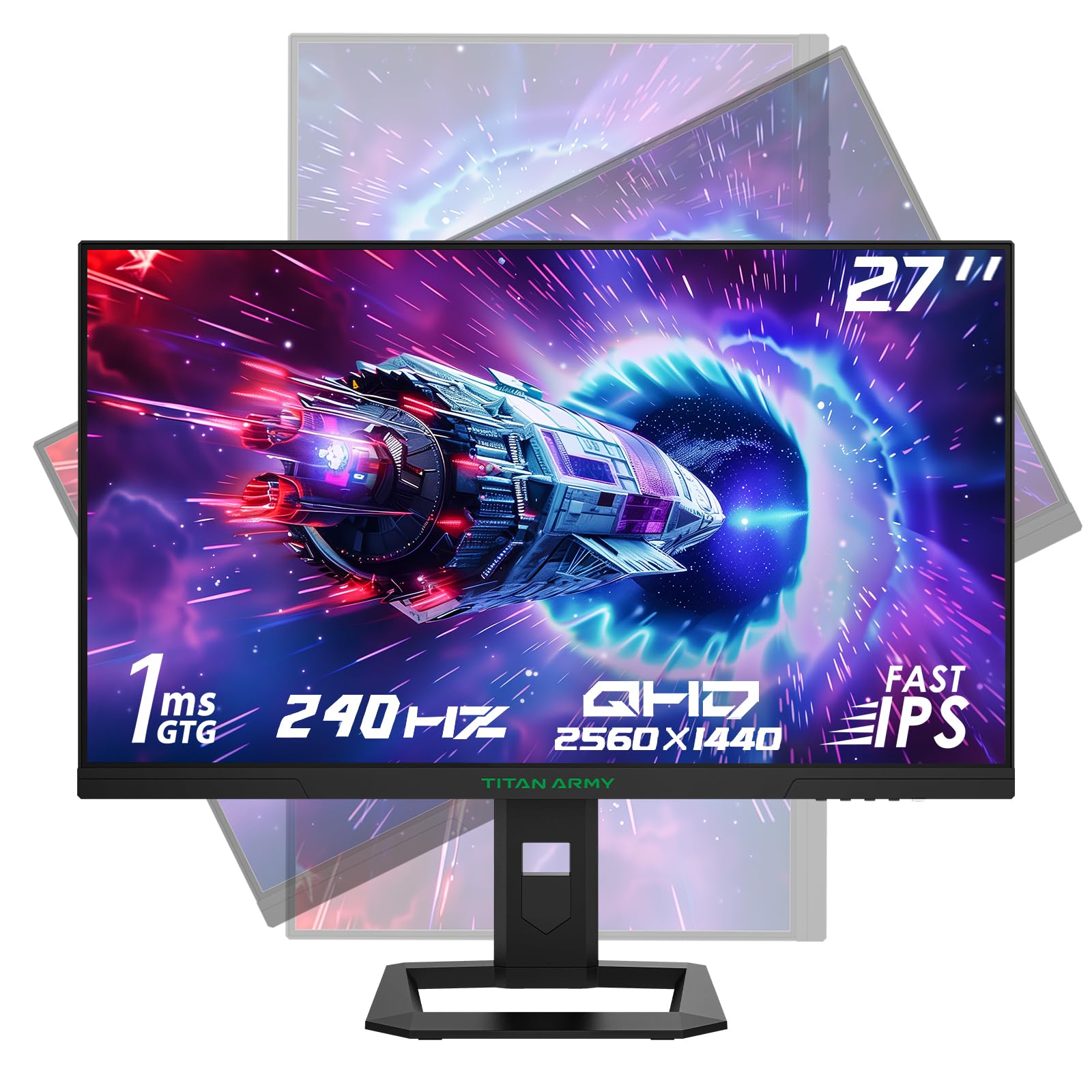 TITAN ARMY 27 Zoll 240Hz QHD Gaming Monitor, Fast IPS, 2K 2560 x 1440p ...