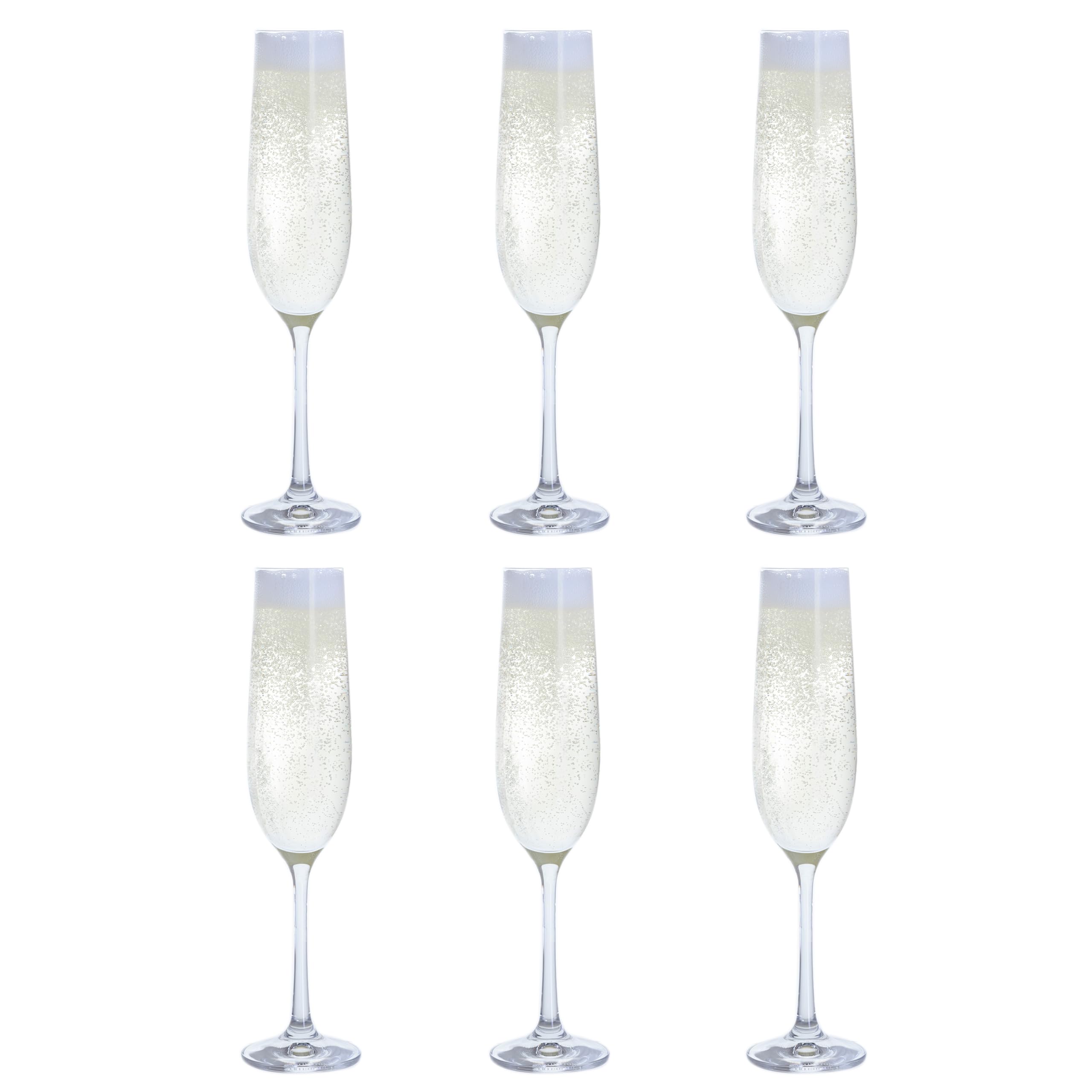 Dartington Crystal Six! Six Champagne Flutes, Set of 6 | Elegant and Functional Glasses | 241mm | 190ml | Dishwasher Safe | Classy and Elegant Glassware