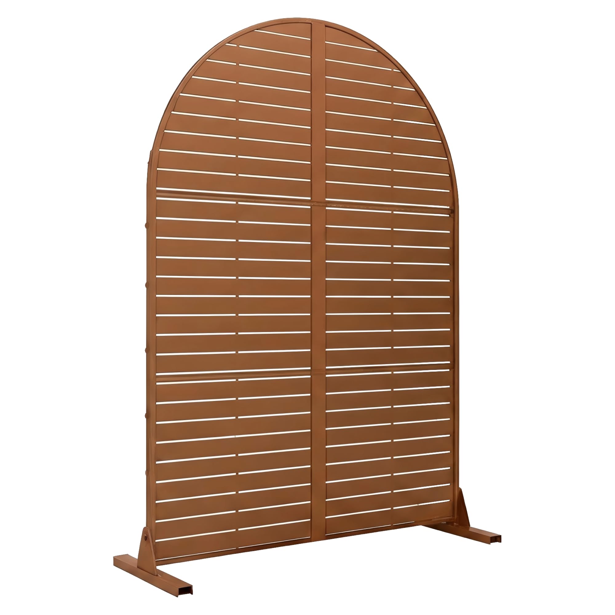 casa.pro Biombo Nordepp diseño Arco Redondeado Acero 180x90x40cm Marrón | Separador de ambientes tabique exterior interior pantalla de privacidad protección contra sol para jardín terraza balcón