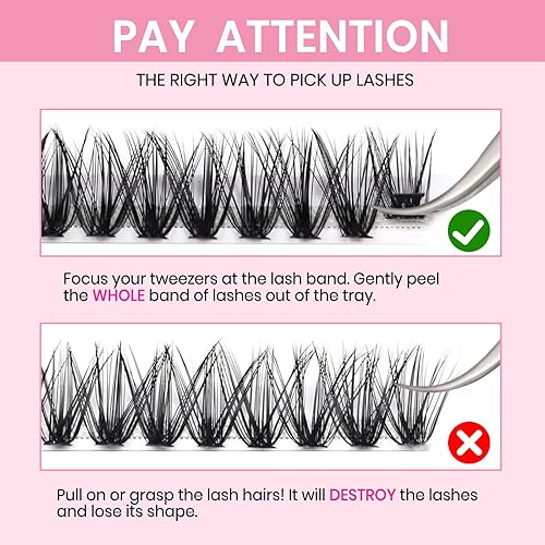 Miniatura 4 de 320 racimos de pestañas individuales, 320 unidades, rizos D, aspecto natural y fino, para colocar en casa, como extensiones de pestañas para colocar