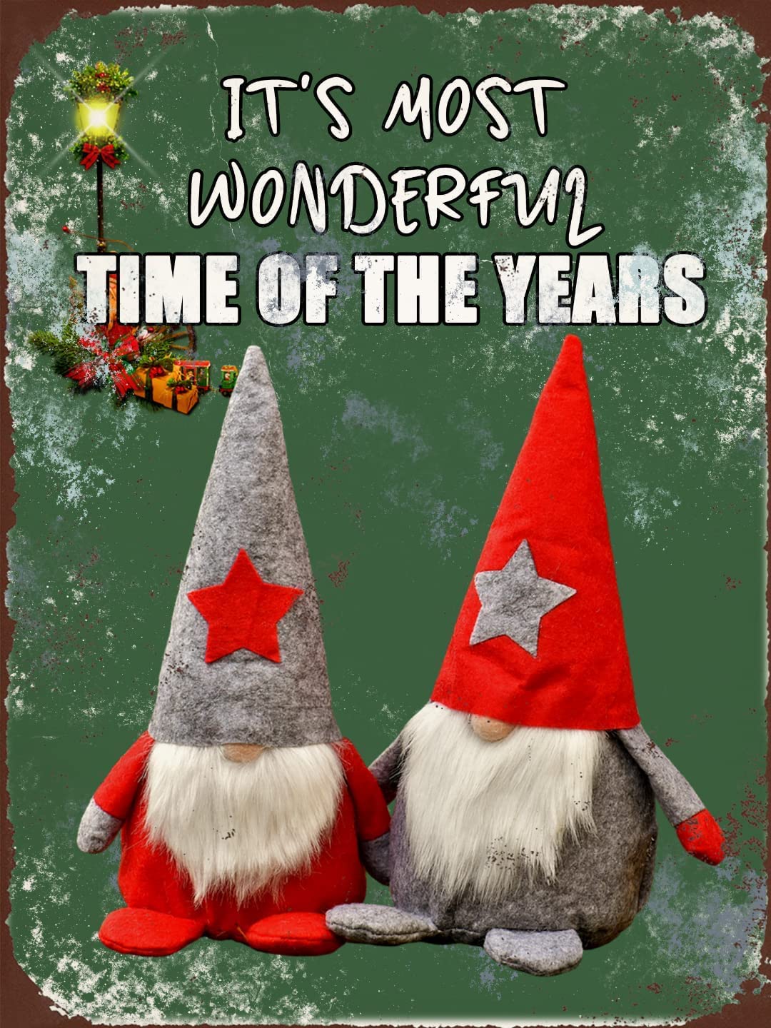 rayprint Christmas Metal Signs It's Most Wonderful Time Of The Years Christmas Decorations Tin Posters for Home Farm Bedroom Bar Coffe Garage Garden Vintage Funny Iron Painting 8x12Inches
