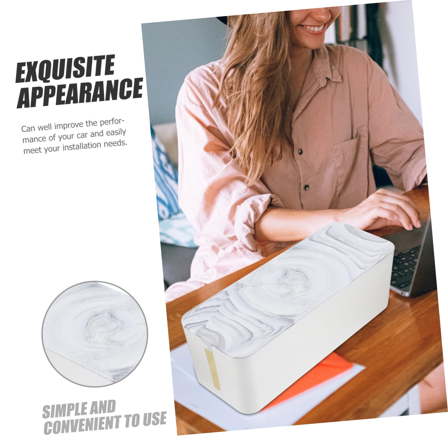 SHINEOFI Kabelmanagement Kasten aus Hips mit Bambusdeckel Große Kapazität und Leicht zu Reinigen Kabelversteckbox Abnehmbares Design für Zuhause und Schule