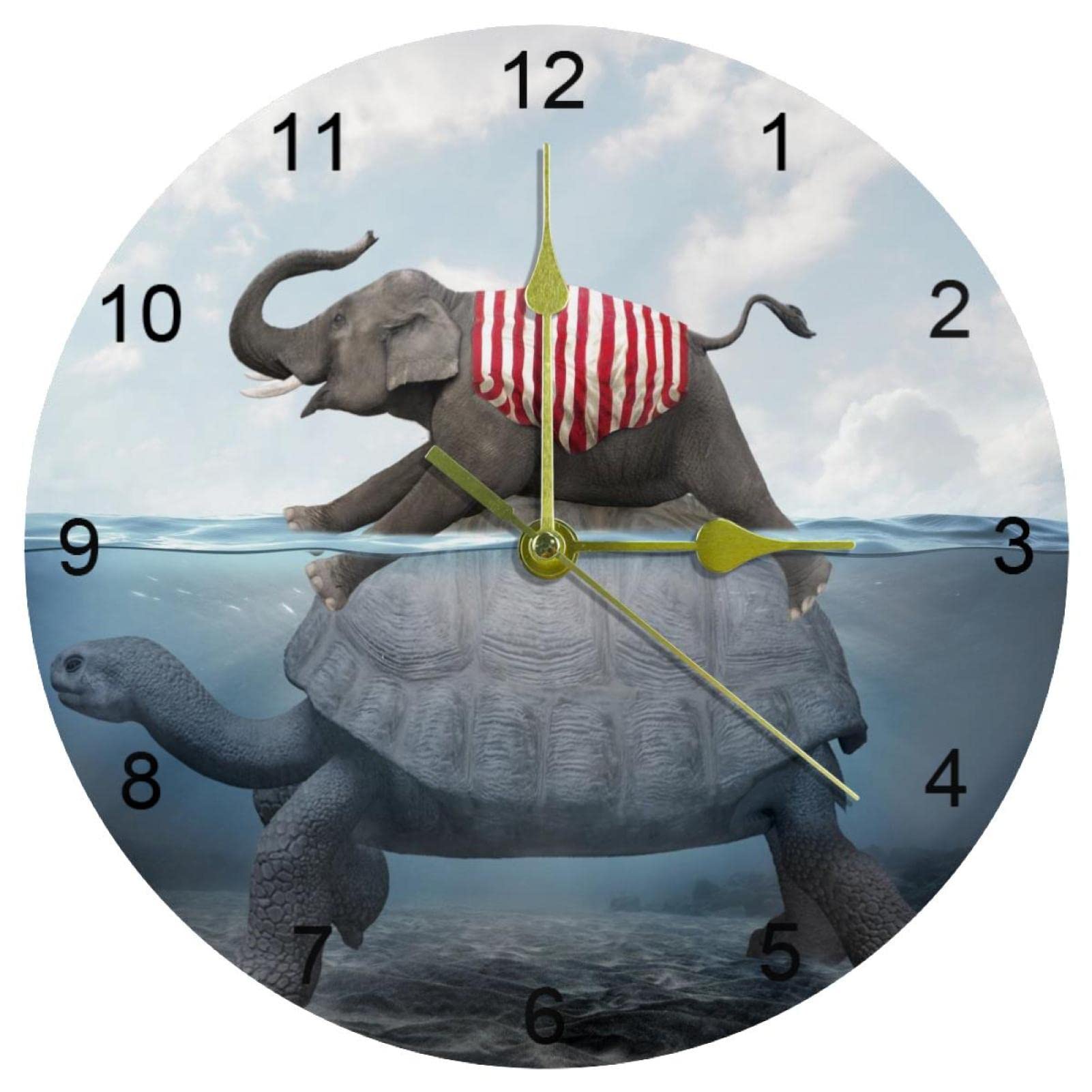 Horloge murale silencieuse pour cuisine et bureau design éléphant tortue moderne