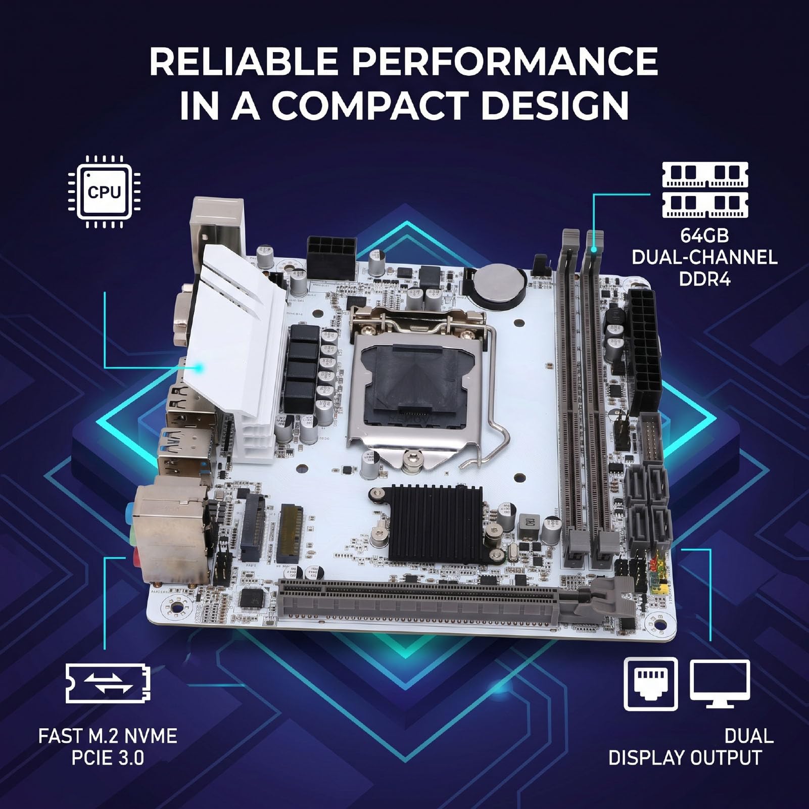 Cuifati Scheda Madre H510 ITX per LGA1200, DDR4 a Doppio Canale da 64 GB, M.2 NVMe PCIe 3.0 X4, con Porte VGA per PC Desktop