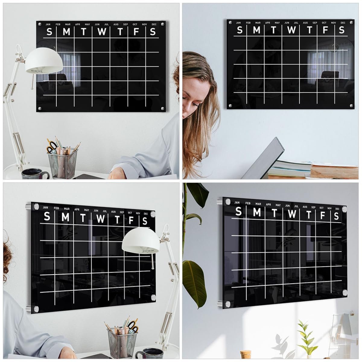 Abwischbare Wandkalender Memotafel aus Acryl für Wochenplanung und Notizen Leicht und Praktisch für Zuhause und Büro in Schwarz