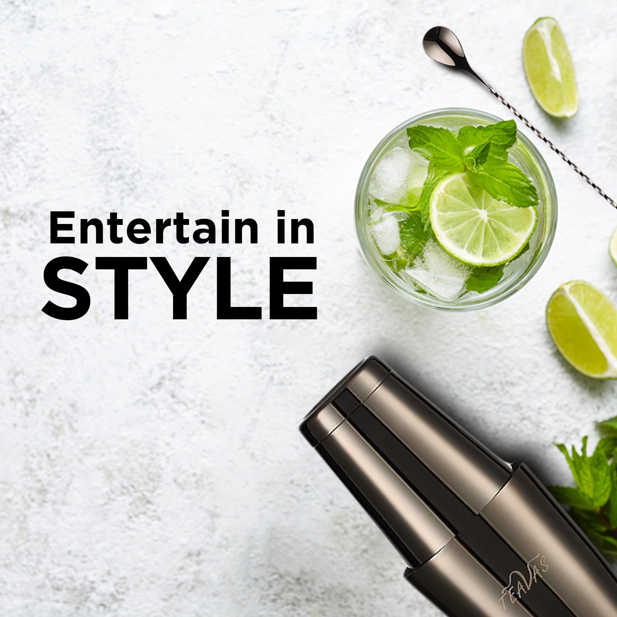 Mixology, kit da barista nero con misurino giapponese e supporto, set da 13 pezzi per preparare cocktail in acciaio inox, shaker Boston, colino, cucchiaio da miscelatore, pestello, bicchieri