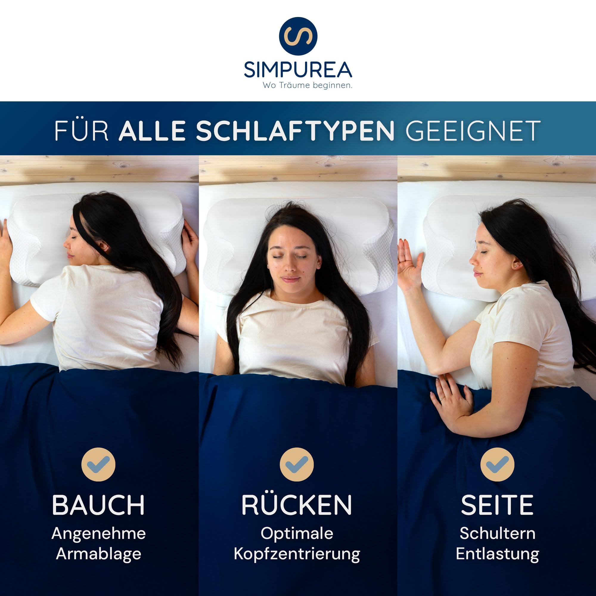 Almohada ortopédica Night Owl – Almohada cervical ergonómica con doble altura de espuma viscoelástica – para dormir boca arriba, de lado y boca abajo – Funda lavable de seda de hielo