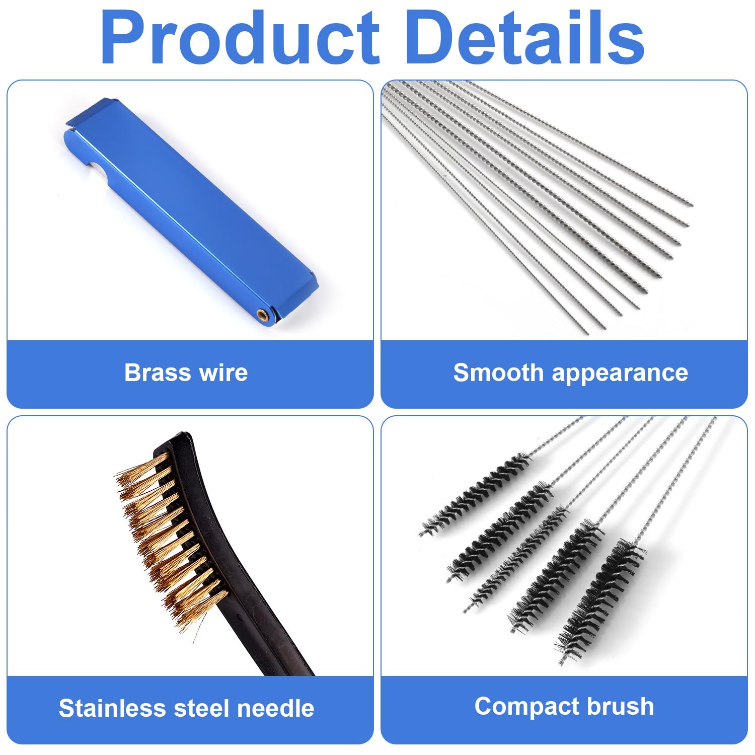 Carburetor Carb Cleaning Kit, Include 1 Double-Headed Brush,5 Nylon Brushes,1 Sharp Pick,13 Pcs Clean Wires,10 Cleaning Needles,4 Cleaner Hooks for Engine Jet Torch Tip ATV Motorcycle Welder — view 4