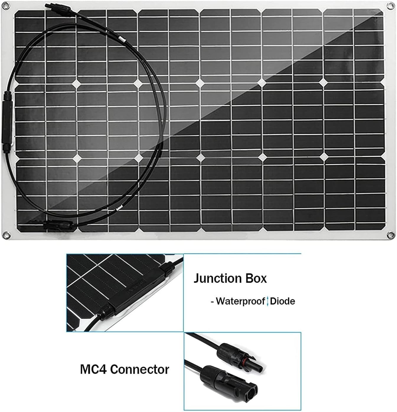Módulo solar monocristalino semiflexible de 300 W (flexión máxima de 30 °), cargador de panel solar de 40 A, resistente al agua, for bomba, ventilador doméstico, farola, lámpara de jardín ( Color : 40