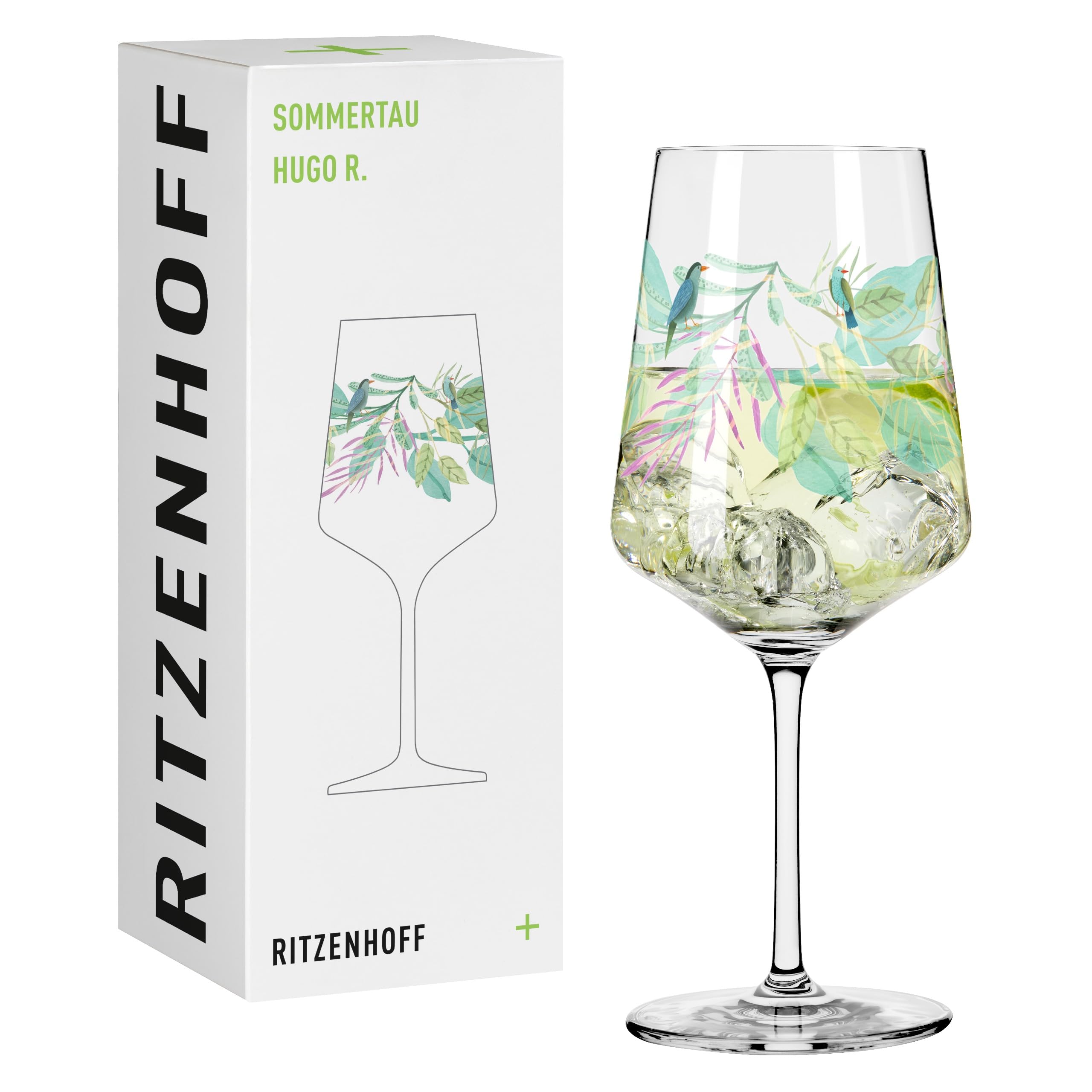 RITZENHOFF 2931017 Aperitif Glass 500 ml Summer Dew Series for Splashes, Spritzer, Leaves Motif, Made in Germany
