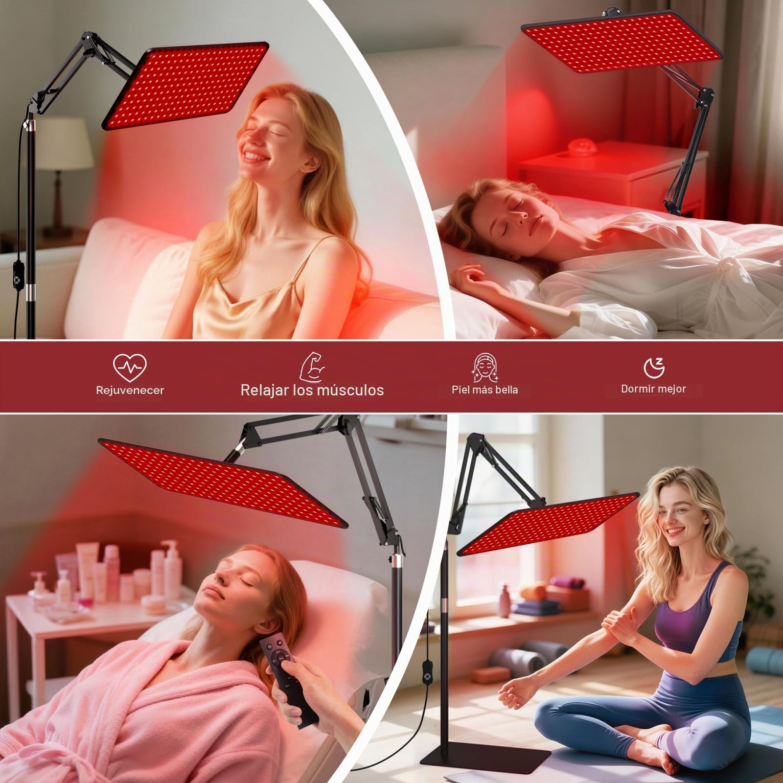 Morfone Lámpara de Luz Roja Cuerpo y el Rostro, Panel de Luz Roja con Tres Longitudes de Onda (660 nm, 850 nm, 940 nm) Panel Luz Infrarroja con Control Remoto Inalámbrico, No Produce Calor