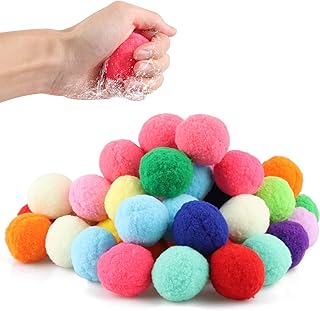 50PCS Cotton Water Balls, Cotton Splash Soaker Balls, Reusable Splash Water Balls, Water Soaker Balls for Outdoor Toys and Games, Pool and Beach Water Balloons for Outdoor Water Toys 4-12