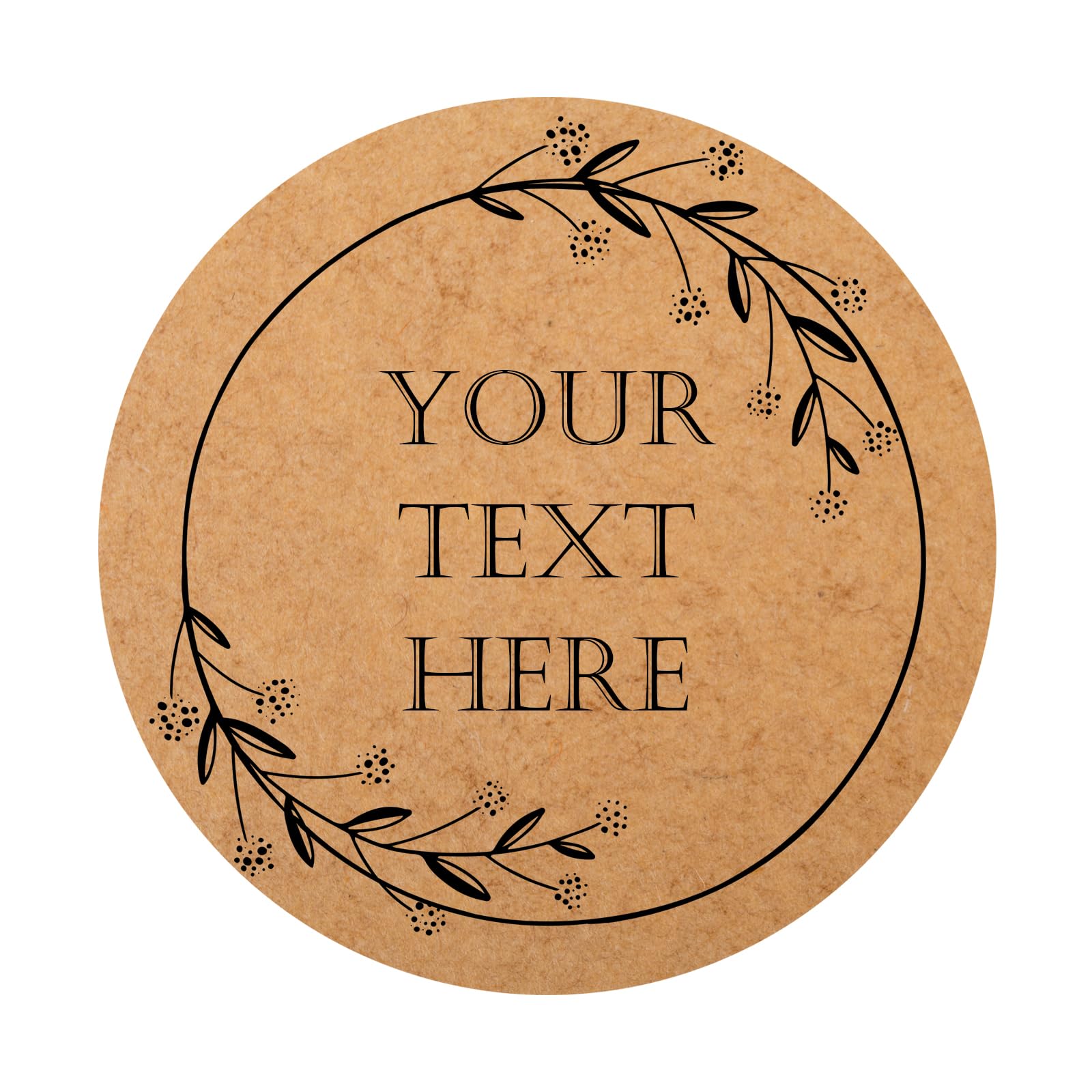150,200Pcs Kraft Custom Sticker Labels Round Customized Labels Wreath Designs Personalized Stickers for Food Jars Gift Essential Oil Bottles Storage Bins(Kraft Paper 7)