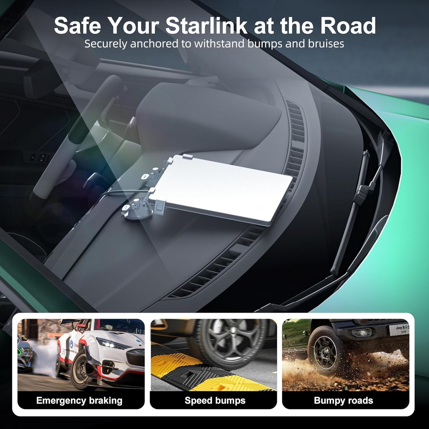 para Starlink Mini Soporte de Coche para Salpicadero y Parabrisas - Kit de Montaje con Ventosa para Configuración Estable de Starlink Mini Mientras Conduces, Compatible con la Mayoría de