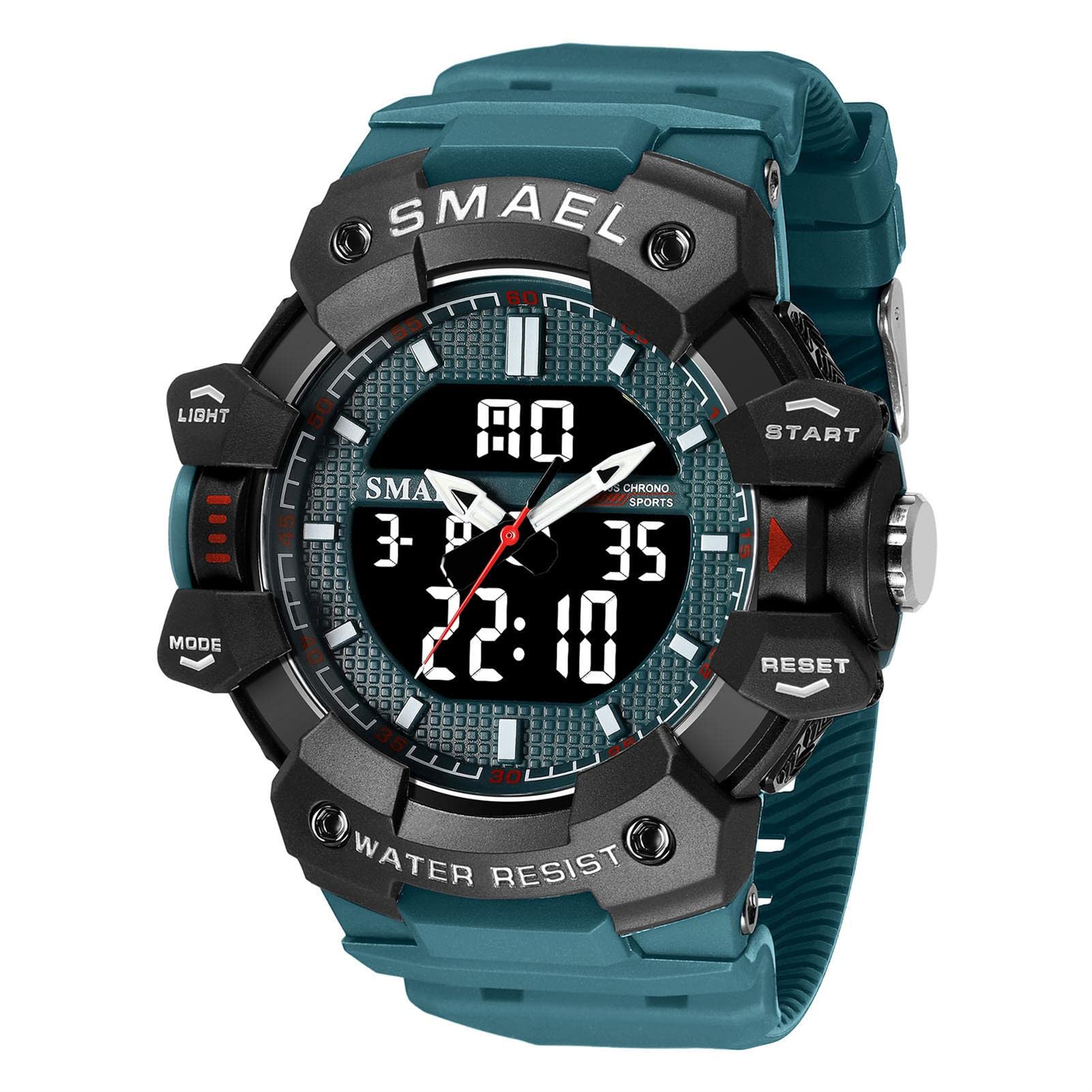 Montres Numériques pour Hommes, Montre de Sport Multifonctionnelle Étanche 50M Lumineux Double Affichage Montres Militaires Rétro-éclairage Montres Bracelets