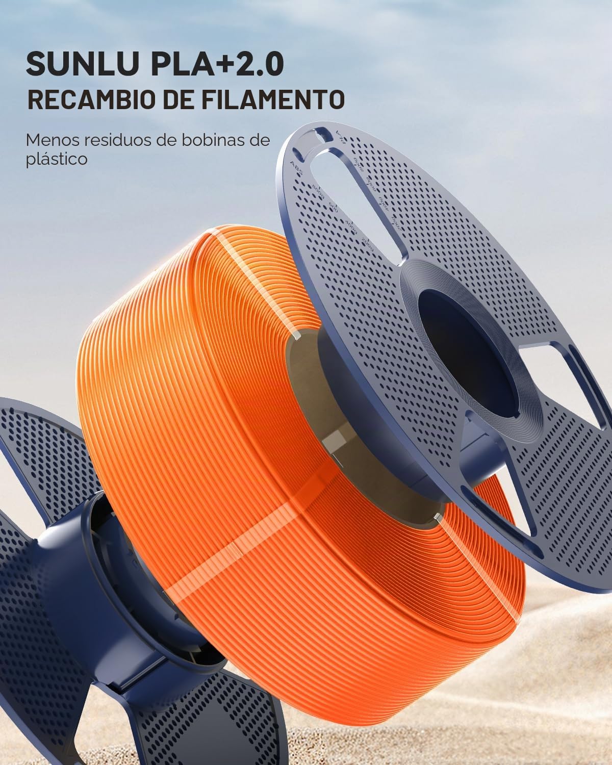SUNLU Recarga de Filamento PLA+2.0 4kg, Filamento PLA+ de alta resistencia, sin bobina, de 1,75 mm, Compatible con Impresoras 3D Bambu Lab, 1kg/Bobina, 4 x Negro