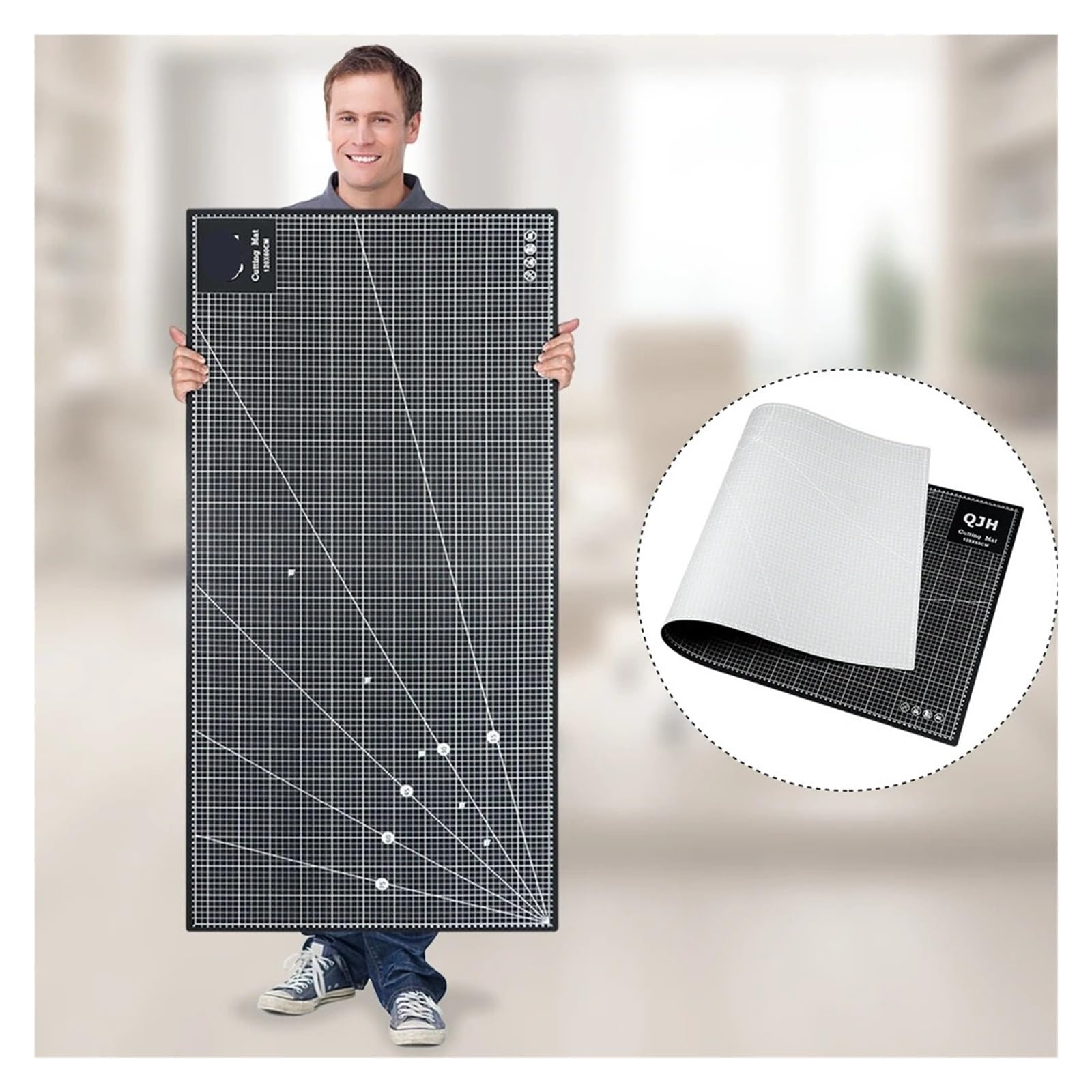 Self Healing Cutting Mats 1pc 120x60cm gray-black cutting board tool, 0.3cm thick double-sided PVC mat, DIY desktop pad for leather Craft