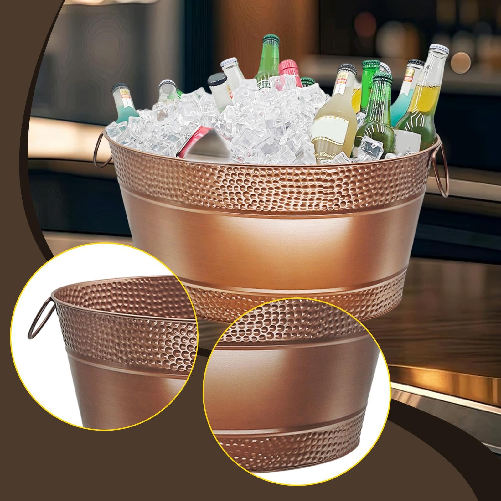 Cubitera Ovalada para Bebidas con Asas de Transporte, Contenedor de Almacenamiento Resistente para Bar.