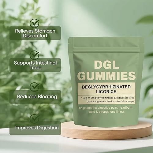 Miniatura 2 de Gomitas DGL, suplemento de extracto de 400 mg DGL, con extracto de raíz de regaliz, apoya el estómago y el intestino, mejora la digestión, sin