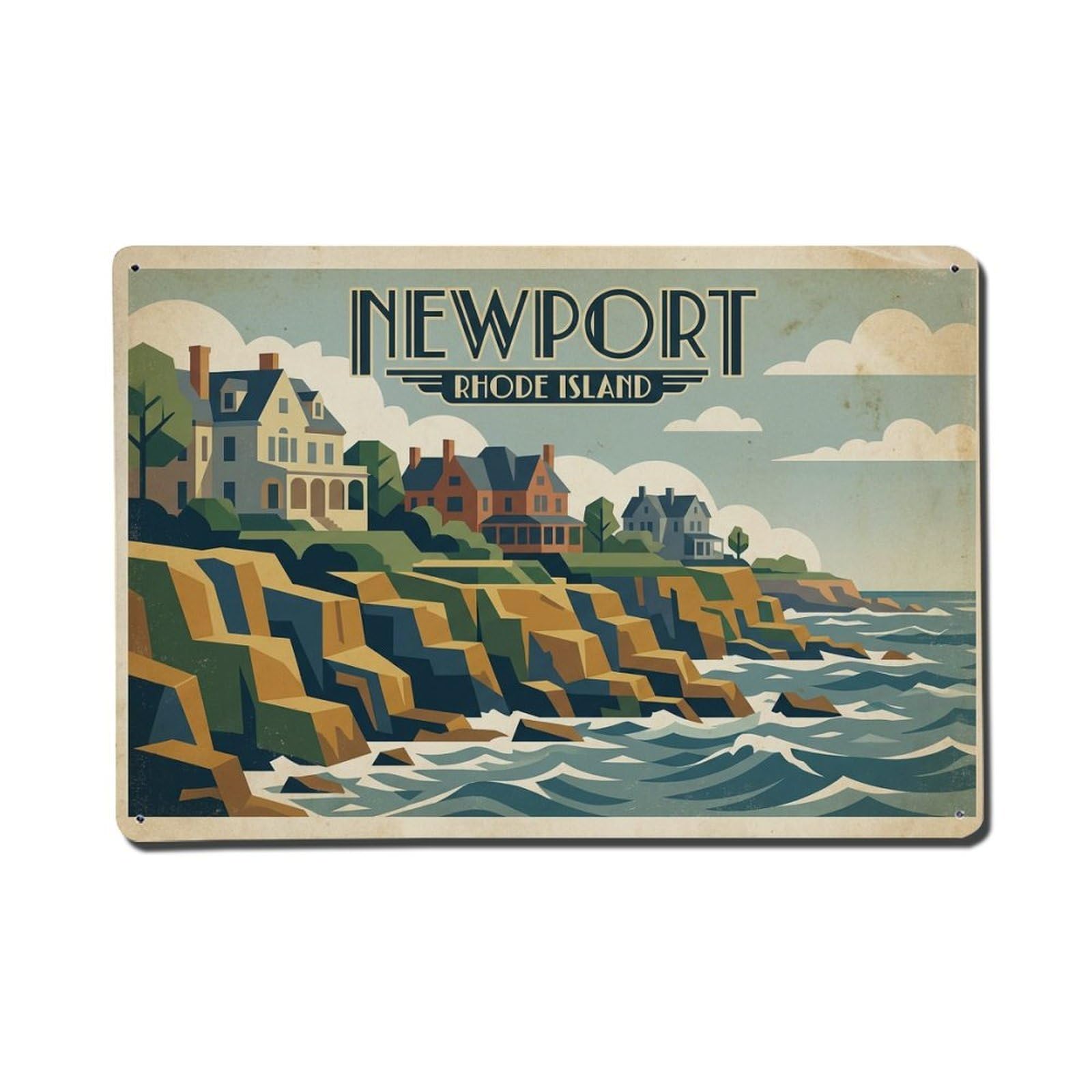 Cxhjca 8X12inch(20X30cm) Vintage Travel Usa Newport Metal Tin Sign