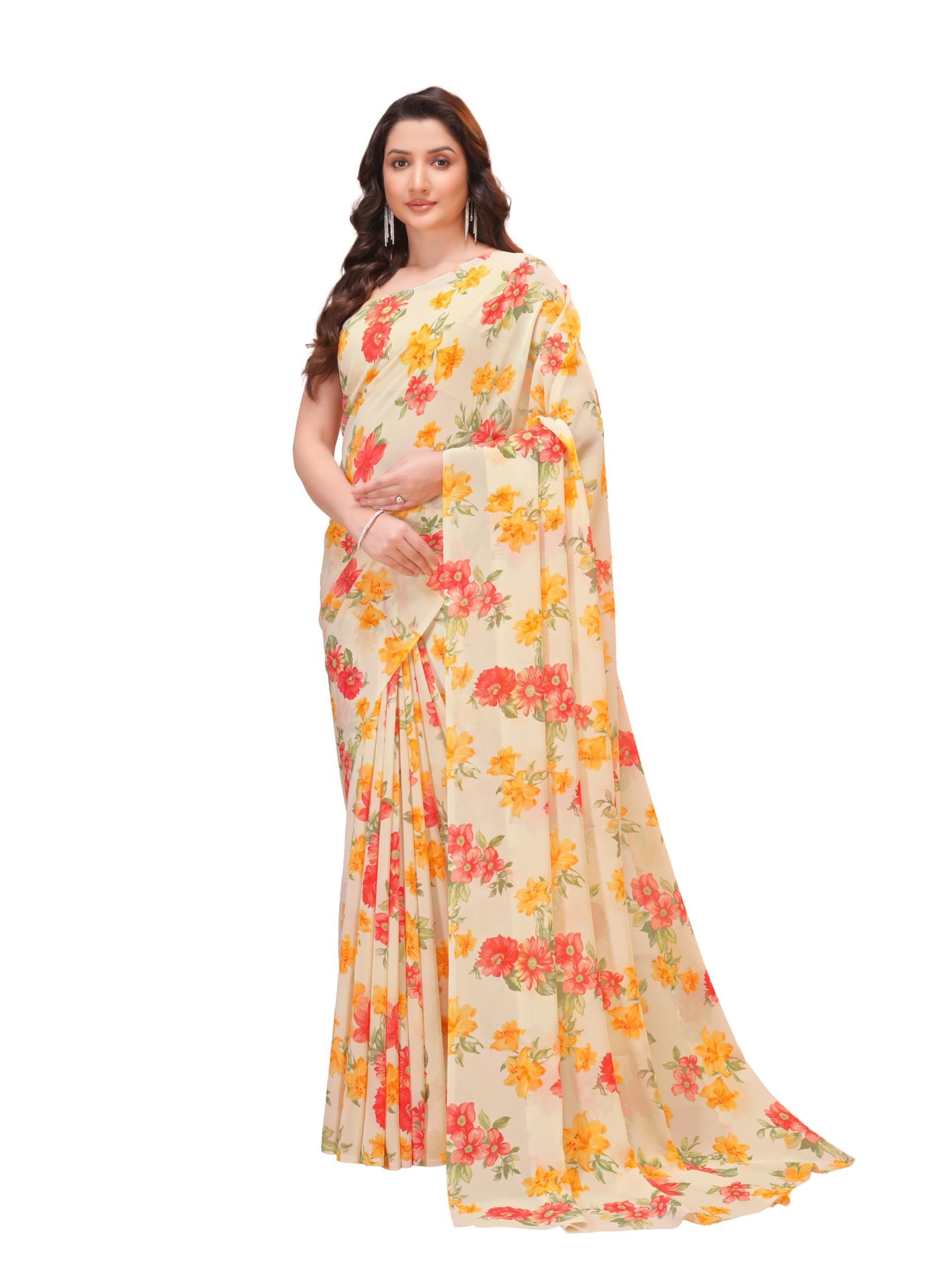 Garden Vareli Floral Print Georgette Saree-image-15