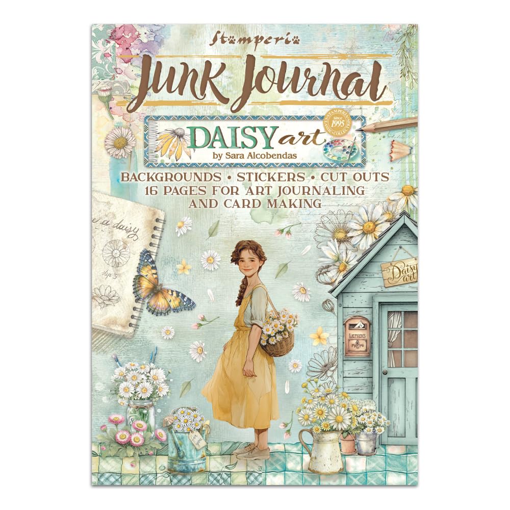 Stamperia - Junk Journal Stickers, Cut-Outs, and Backgrounds for Scrapbooks, Albums, Card Making, Bullet Journalling and More, Perfect for Hobbies, Crafts, and Gifting (Daisy Art)