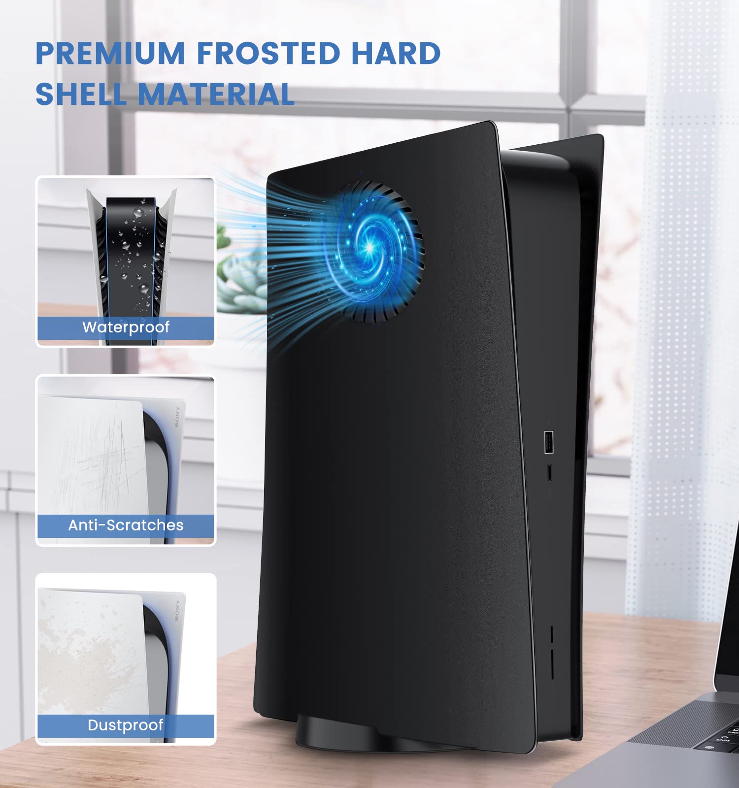 Versione di raffreddamento della piastra frontale PS5 Cover per piastra PS5 per Playstation 5 Edizione disco Prese d'aria turbo aggiornate Piastra laterale di ricambio PS5 Hard antiurto ABS Antigraffi