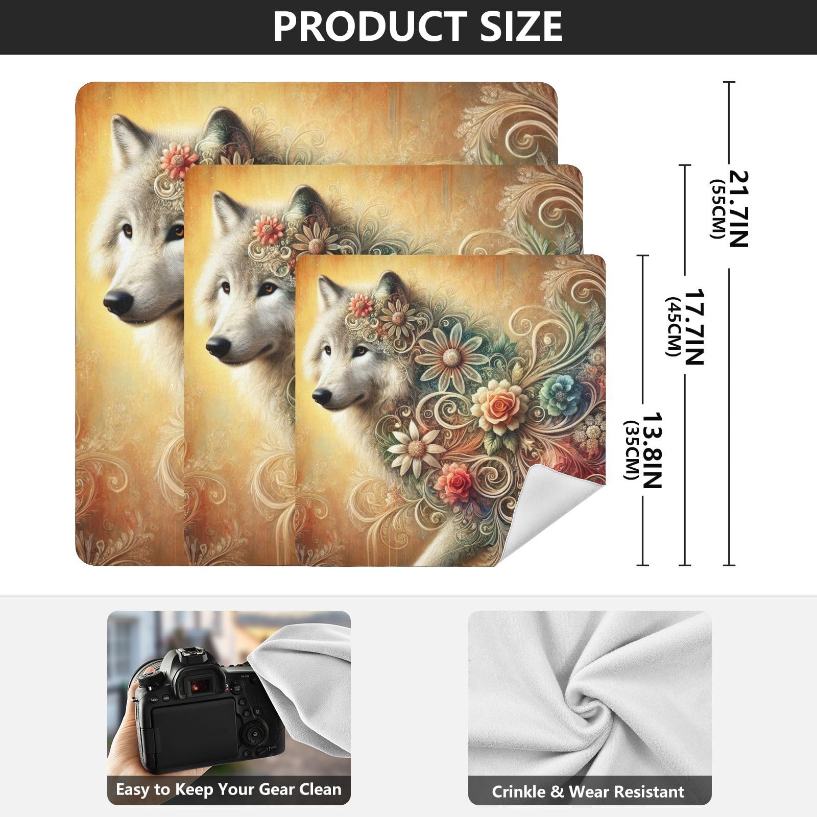 Joko Ivery Floral Wolf Golden Camera Lens Wrap 21.7