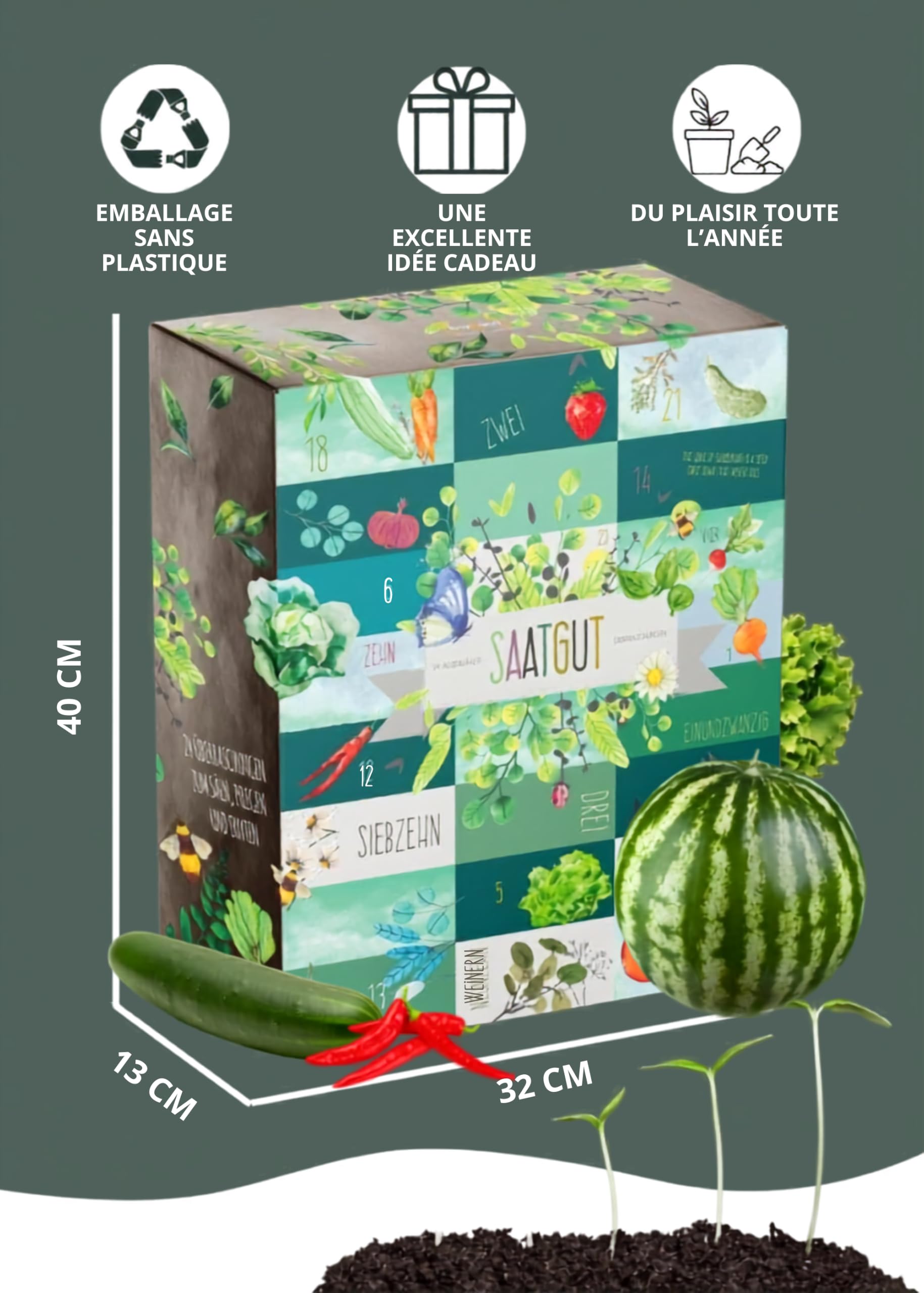 BOXILAND® Calendrier de l'Avent Graines 2026 légumes herbes fruits fleurs