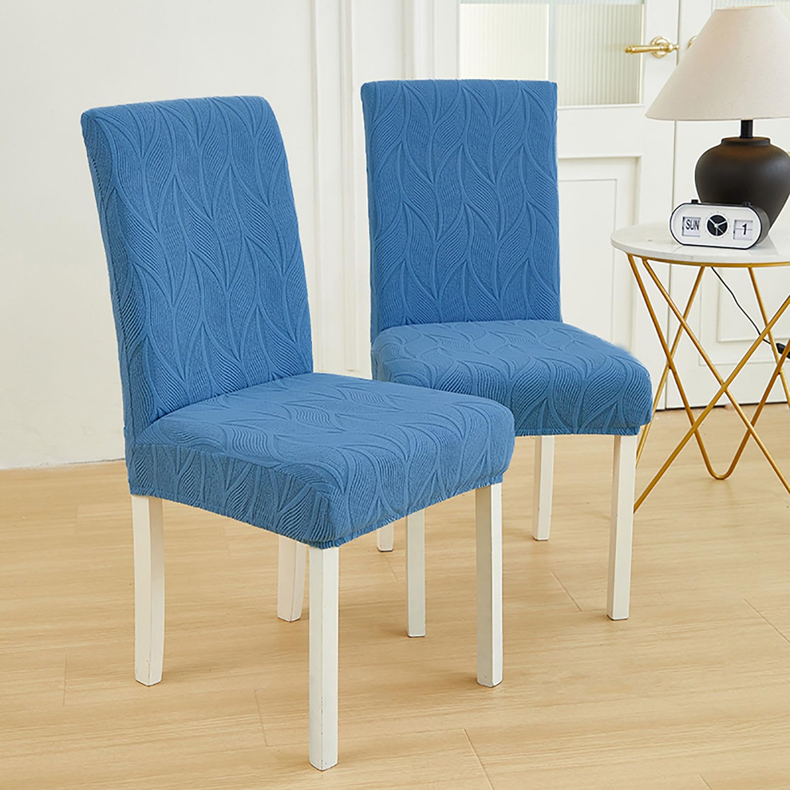 Coprisedie Elasticizzati per Sala da Pranzo Coprisedie da Cucina in Spandex Morbidi Rimovibili E Lavabili con Elastico sul Fondo - Blu Scuro - 6 Pezzi