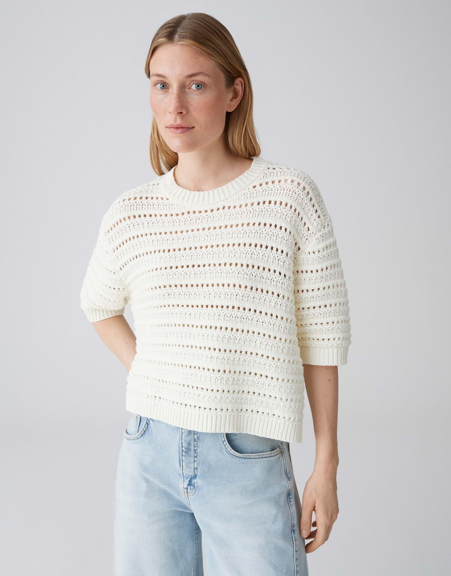 OPUS Damen Pullover | Kurzarmpullover aus nachhaltigem BCI Cotton Mix
