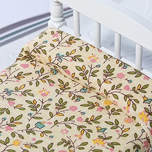 Miniatura 8 de shlutesoy Cama de muebles en miniatura, adornos de jardín de hadas, decoración de casa de muñecas DIY, 112 linda cama de madera en miniatura para