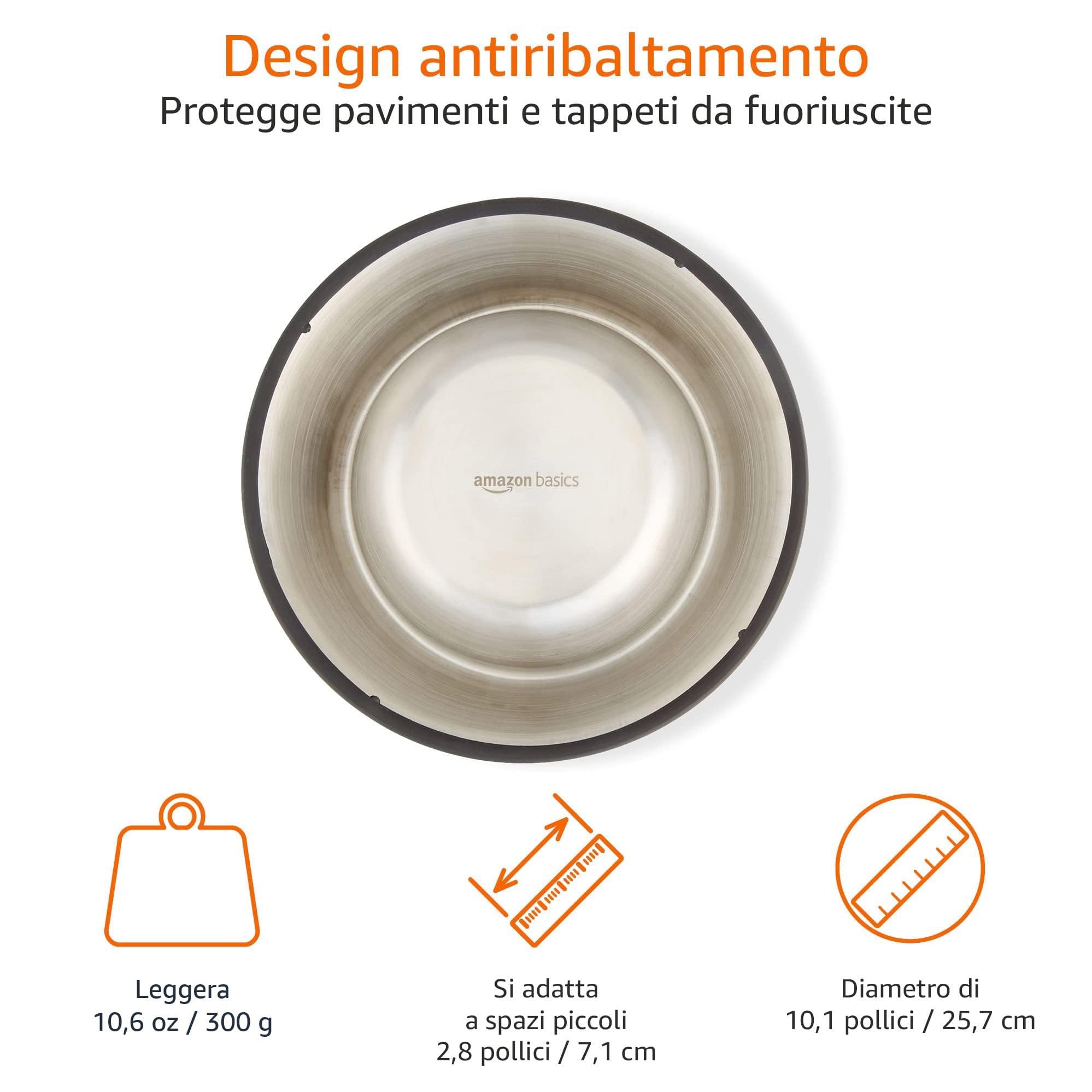 Amazon Basics - Ciotola per cani in Acciaio inossidabile - Confezione da 2