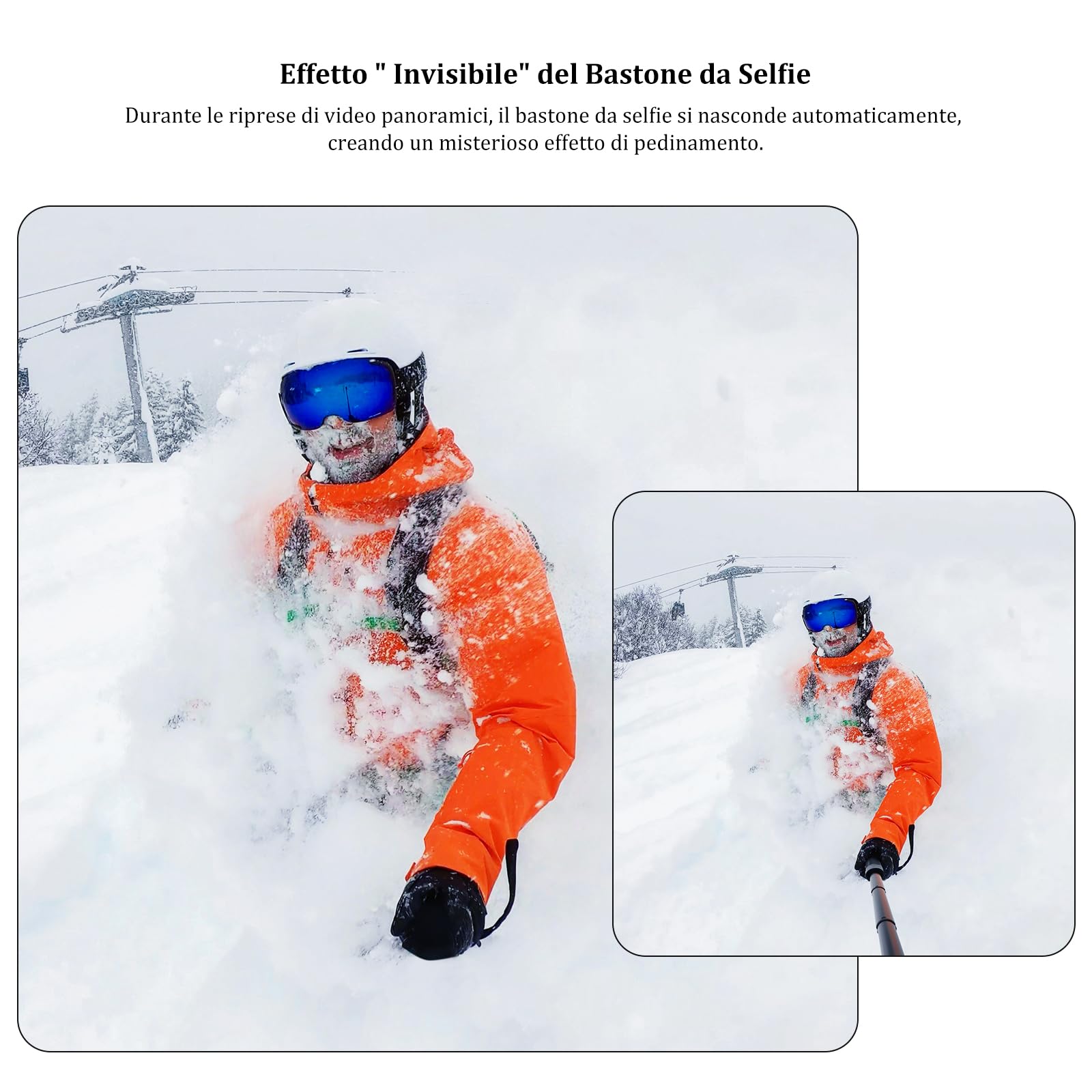 HSU Bastone invisibile per selfie Insta 360, 2 in 1, con treppiede, per Insta 360 X5/X4/X3/ONE X2 Hero 13 Hero 12, 120 cm, colore: nero