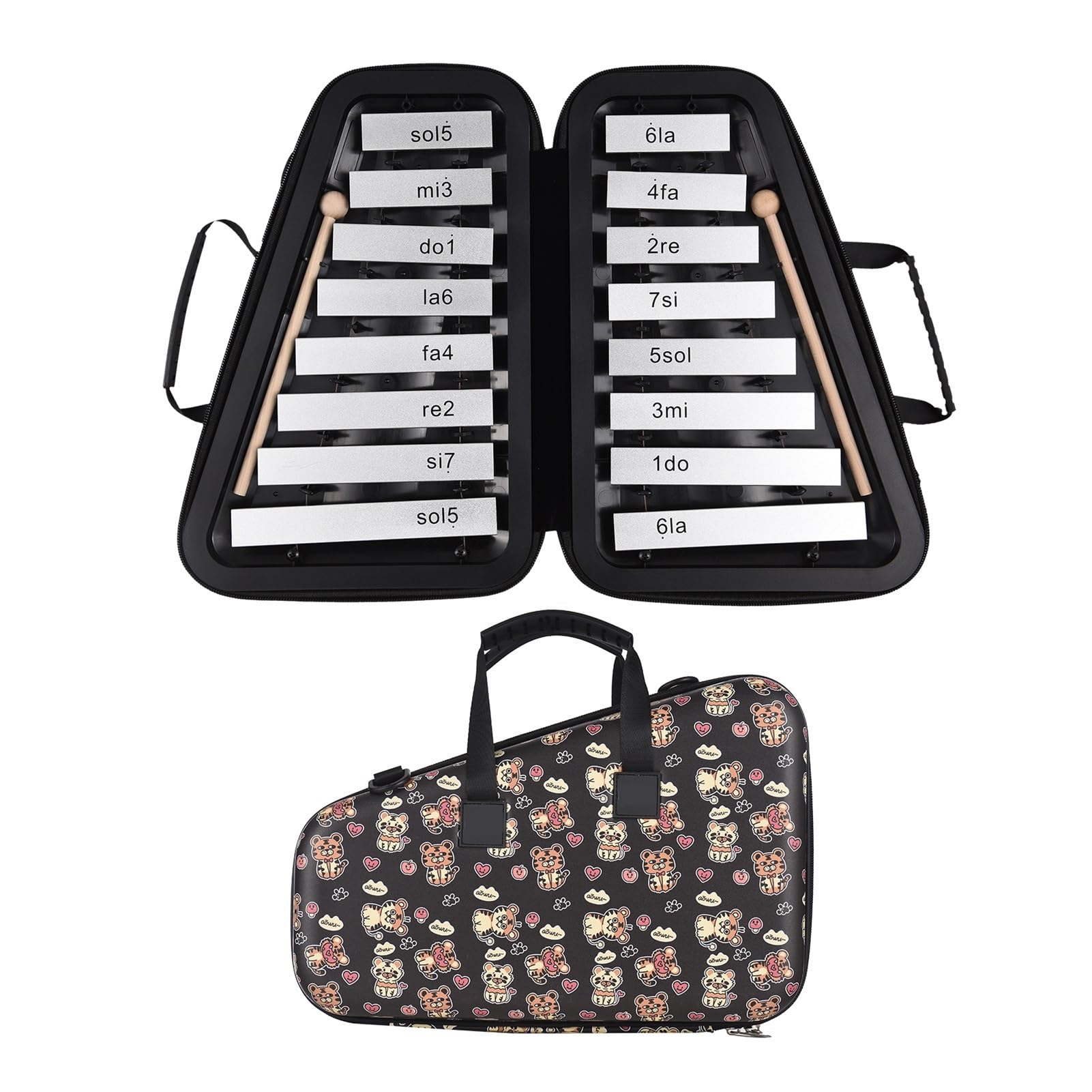 xilofono ​Legno Strumento A Percussione Musicale Educativo Precoce Xilofono A 16 Tasti Glockenspiel A 16 Note con Piastra in Alluminio (Color : BK)