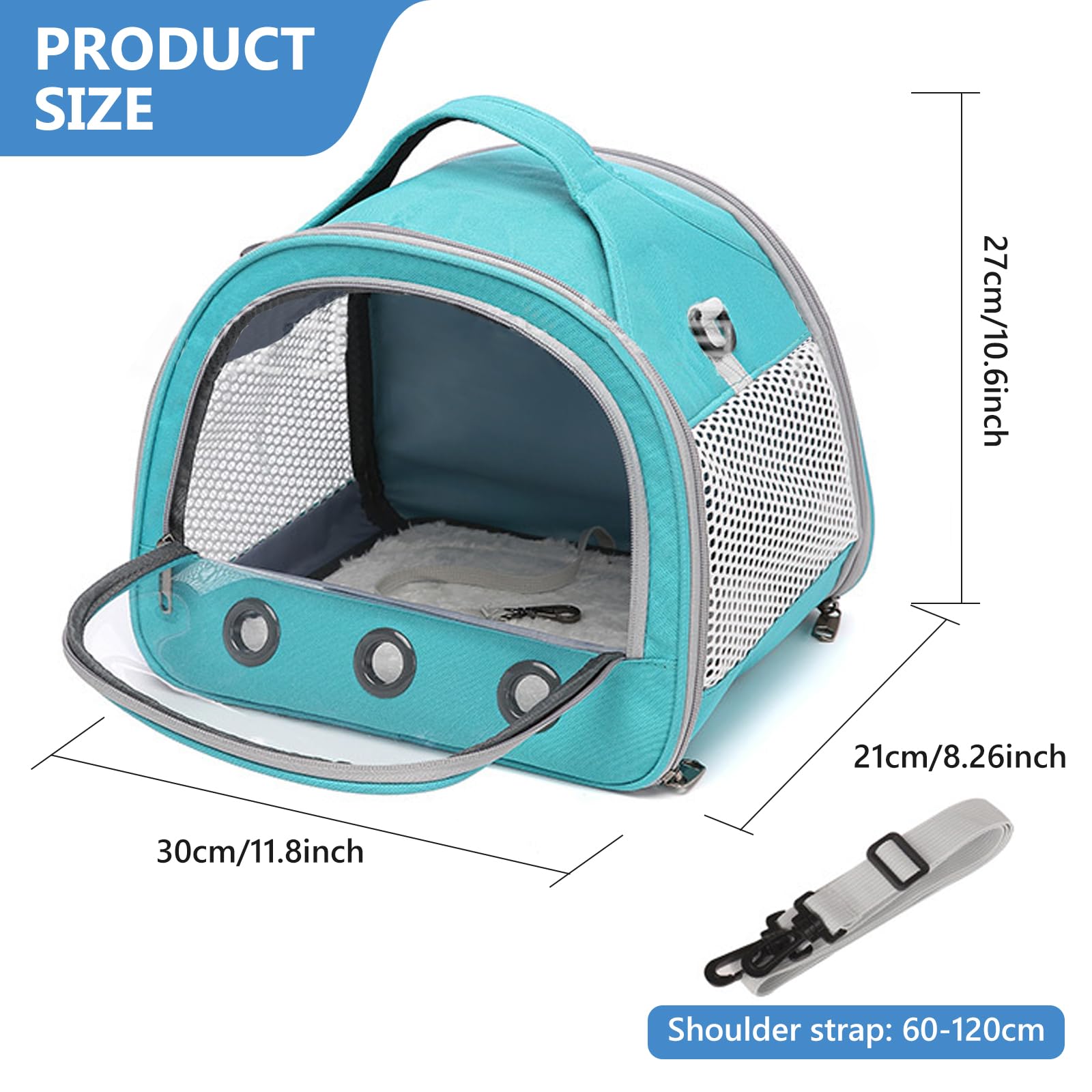 30 * 27 * 21cm Sac Transport Chat, Sac de Transport pour Chat, Respirant Et Pliable, avec Bandoulière Réglable, pour Lapins, Cobayes, Chatons