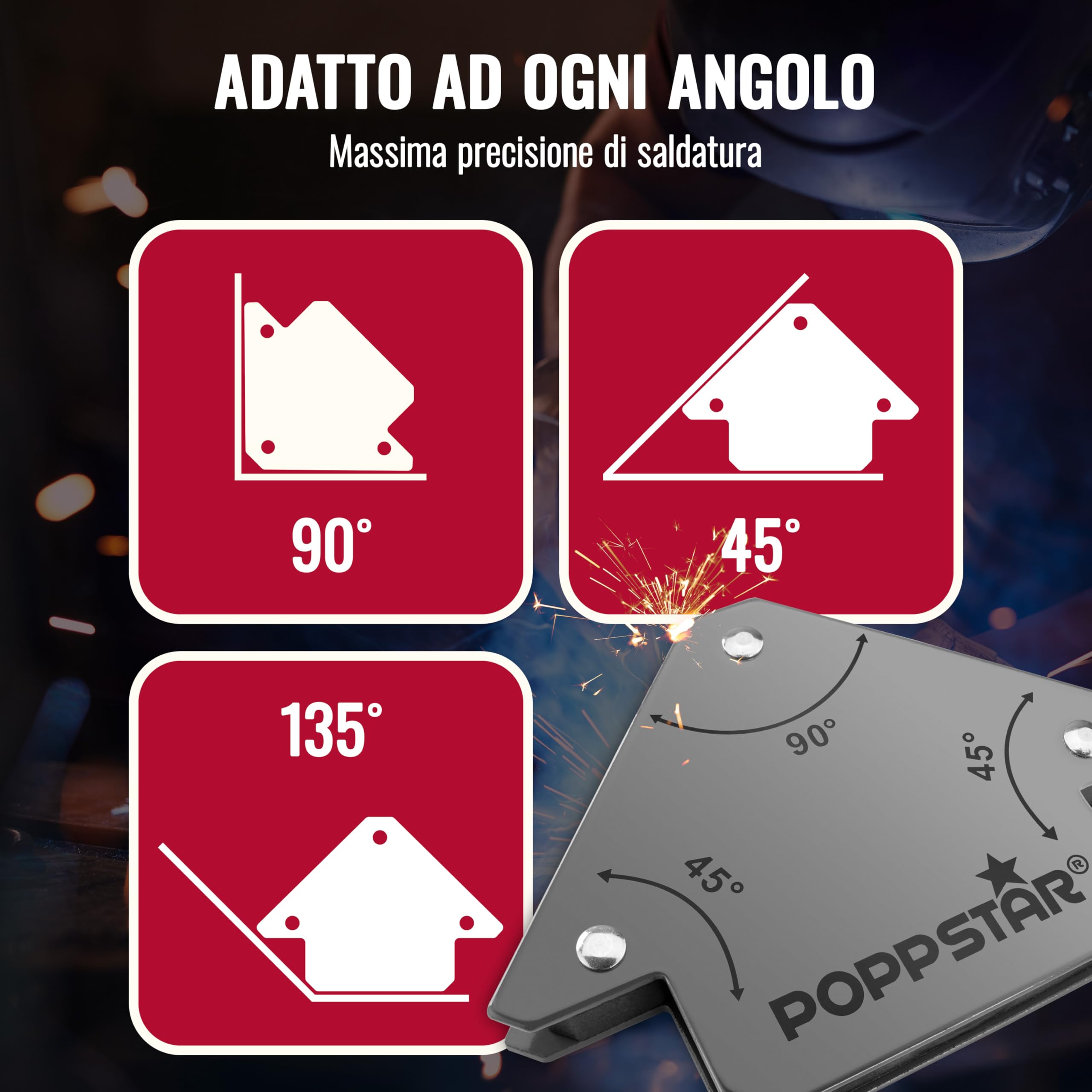Set Da 6 Squadre Magnetiche Per Saldatura Vector Welding ZO6033 &ndash; Calamite Potenti Per TIG, MIG, MAG, MMA