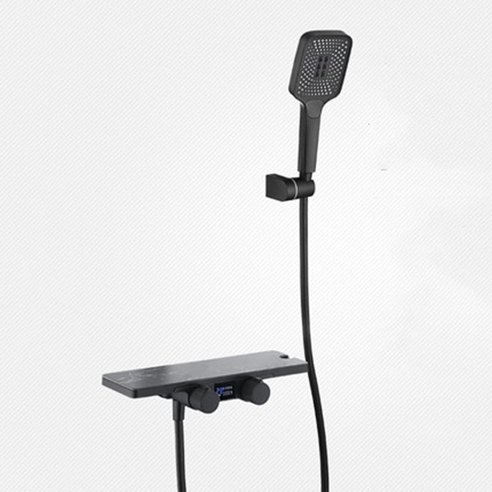 SnamicE tatic Shower Mixer 3 Modes Shower Attachment for Mixer Tap Bath Mixer Taps with Shower for Bathroom, Black, Without Shower Head Holders,