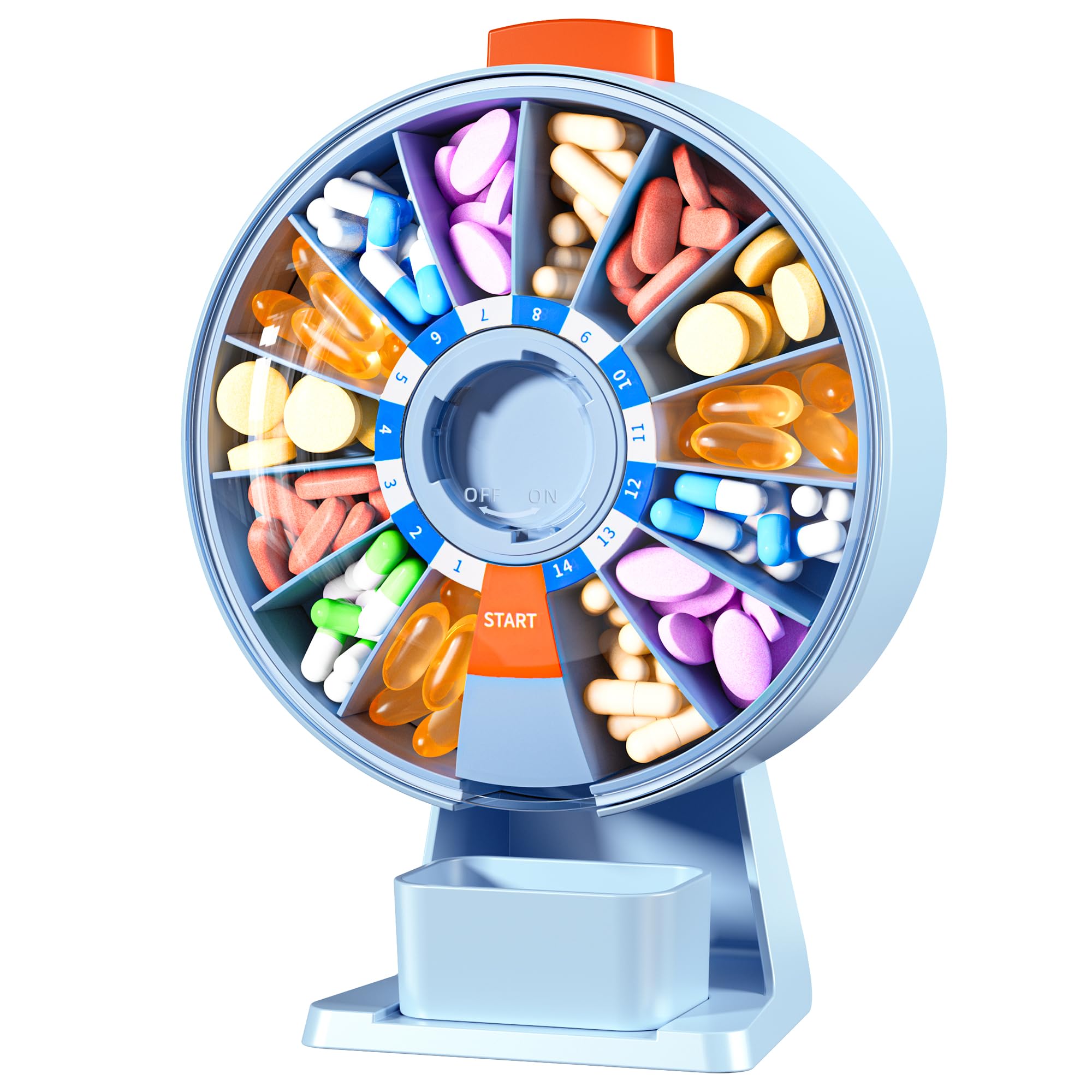 Zoksi Large Pill Organizer, Daily Pill Box for 7 or 14 Days, Wall-Mountable Pill Dispenser Hold for Medicine, Vitamin or Supplements, Weekly Pill Case