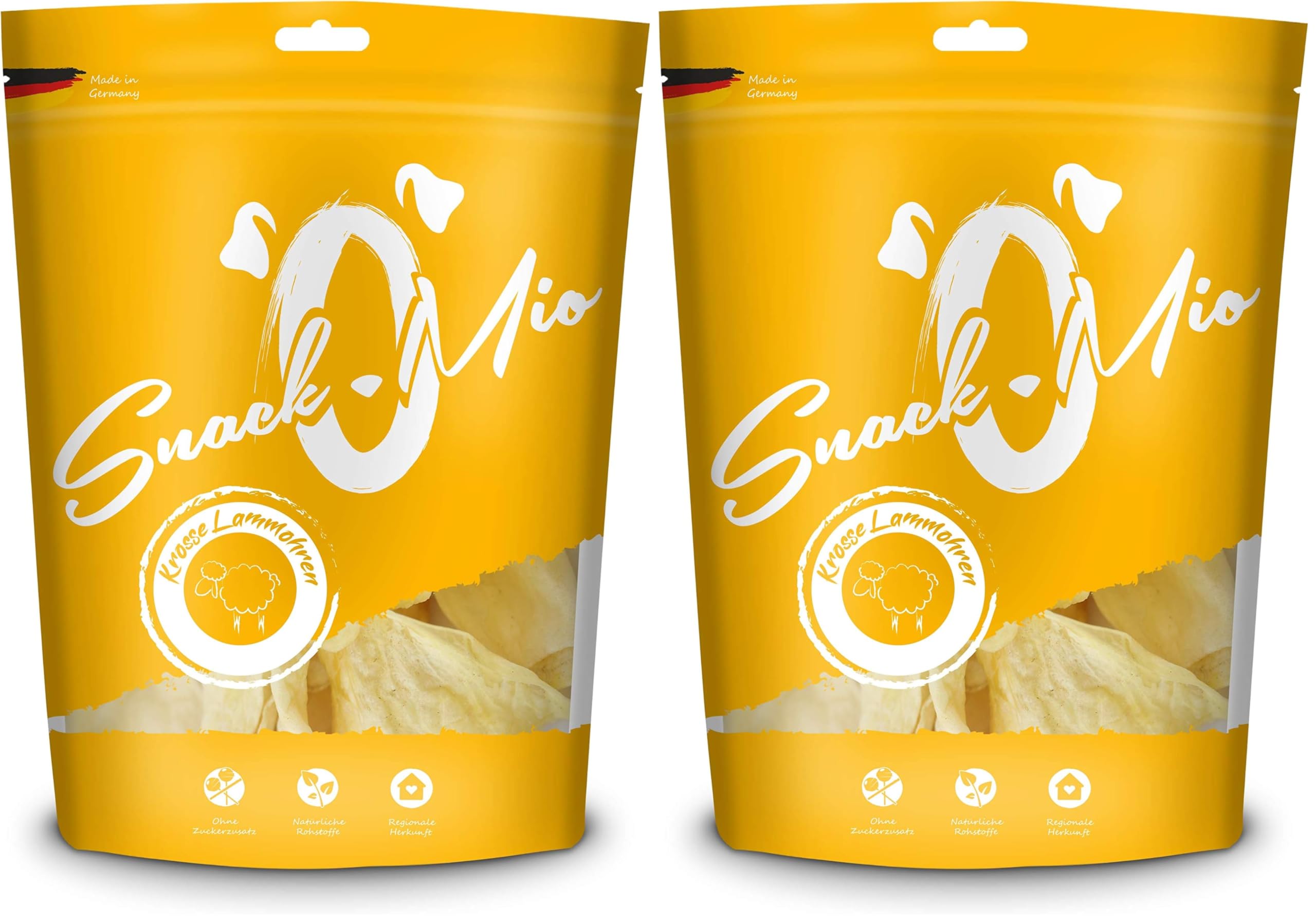 SnackOMio – Premium Hundesnack – krosse Lammohren, getreidefrei, 2er Pack (1 x 240g)