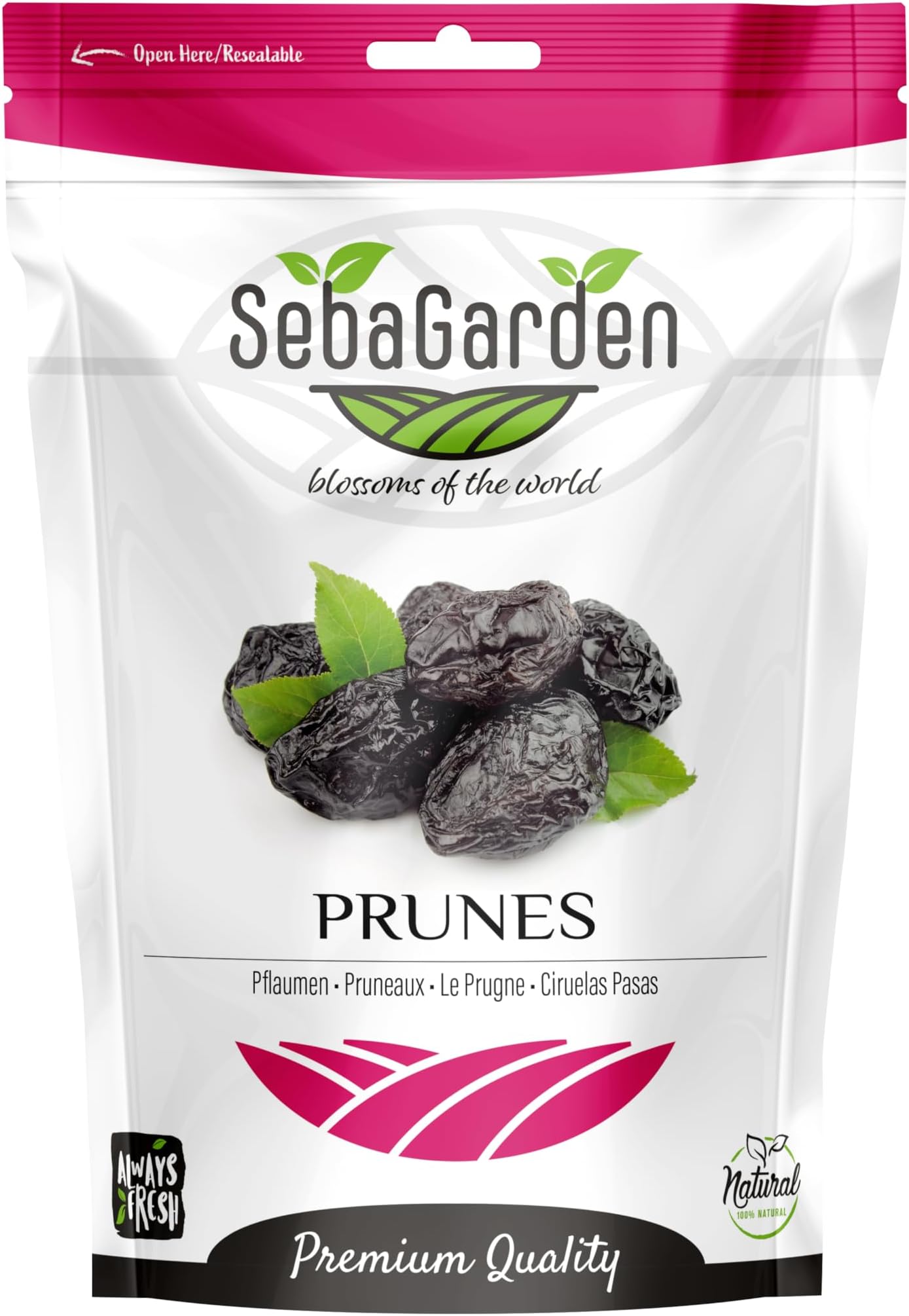 Seba Garden Pittet Premium Prunes 1kg, Naturally Sweet & Nutritious, Healthy Snack Rich in Fiber, Perfect for Baking & Snacking