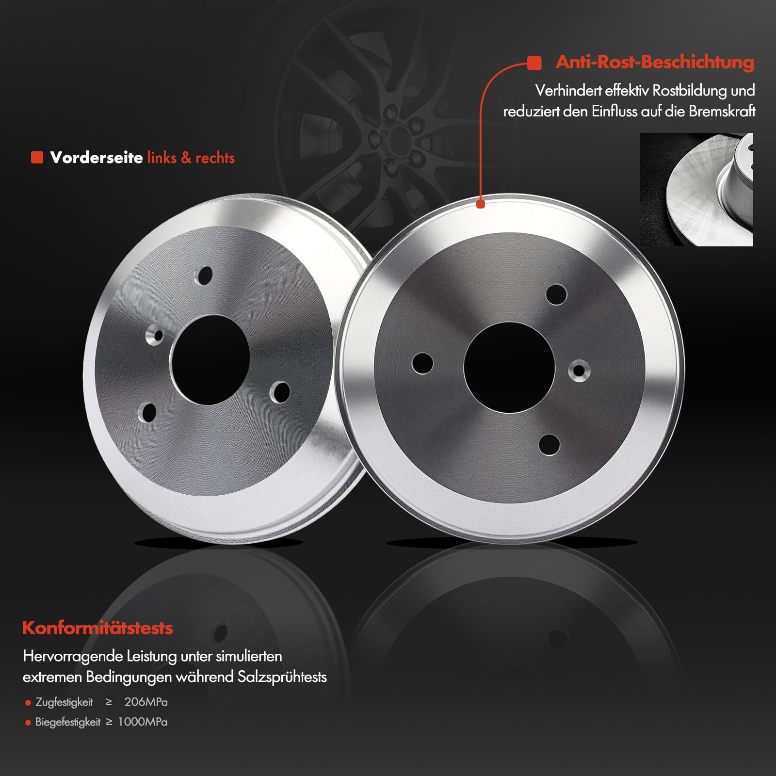 Frankberg 2 tamburi freno asse posteriore 4514230001 | Compatibile con: Crossblade 450, Cabrio 450, Fortwo Coupé 451, Fortwo Coupé 450, City-Coupé 450