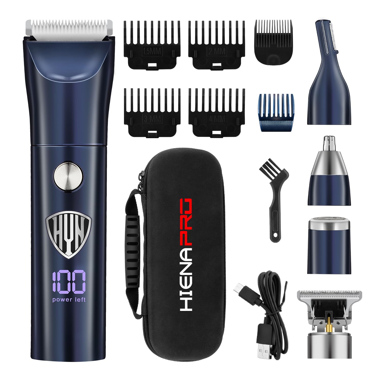 HIENA PRO Beard Trimmer for Men, Professional Body Facial Ear Nose Hair Trimmer and Beard Grooming Kit, 5 in 1 Complete Grooming Kit & Cordless