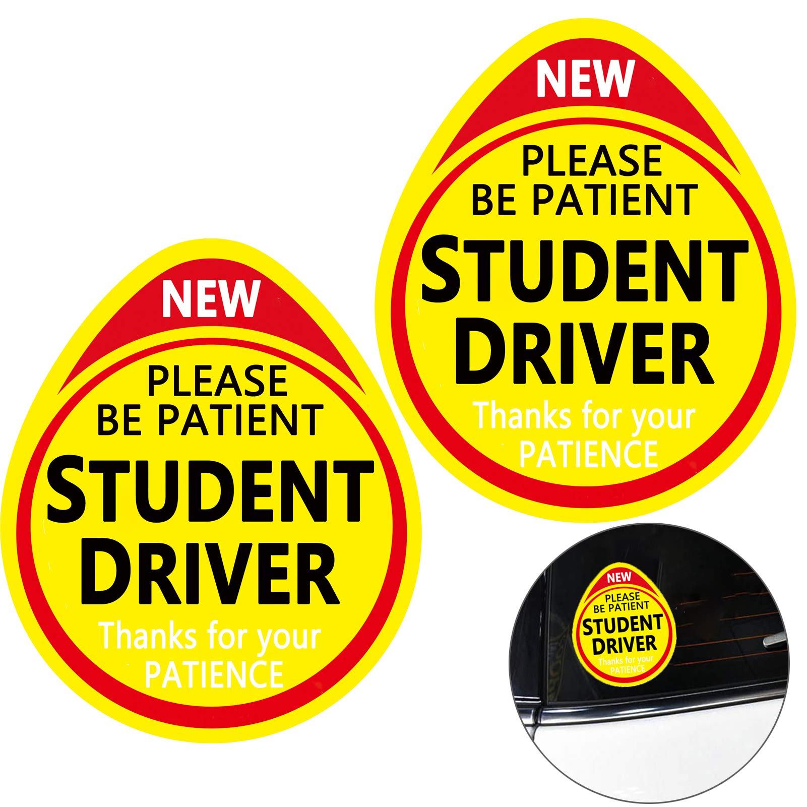 Buy Voroly 2 Pcs Student Driver Car Decal Reflective Stickers Water