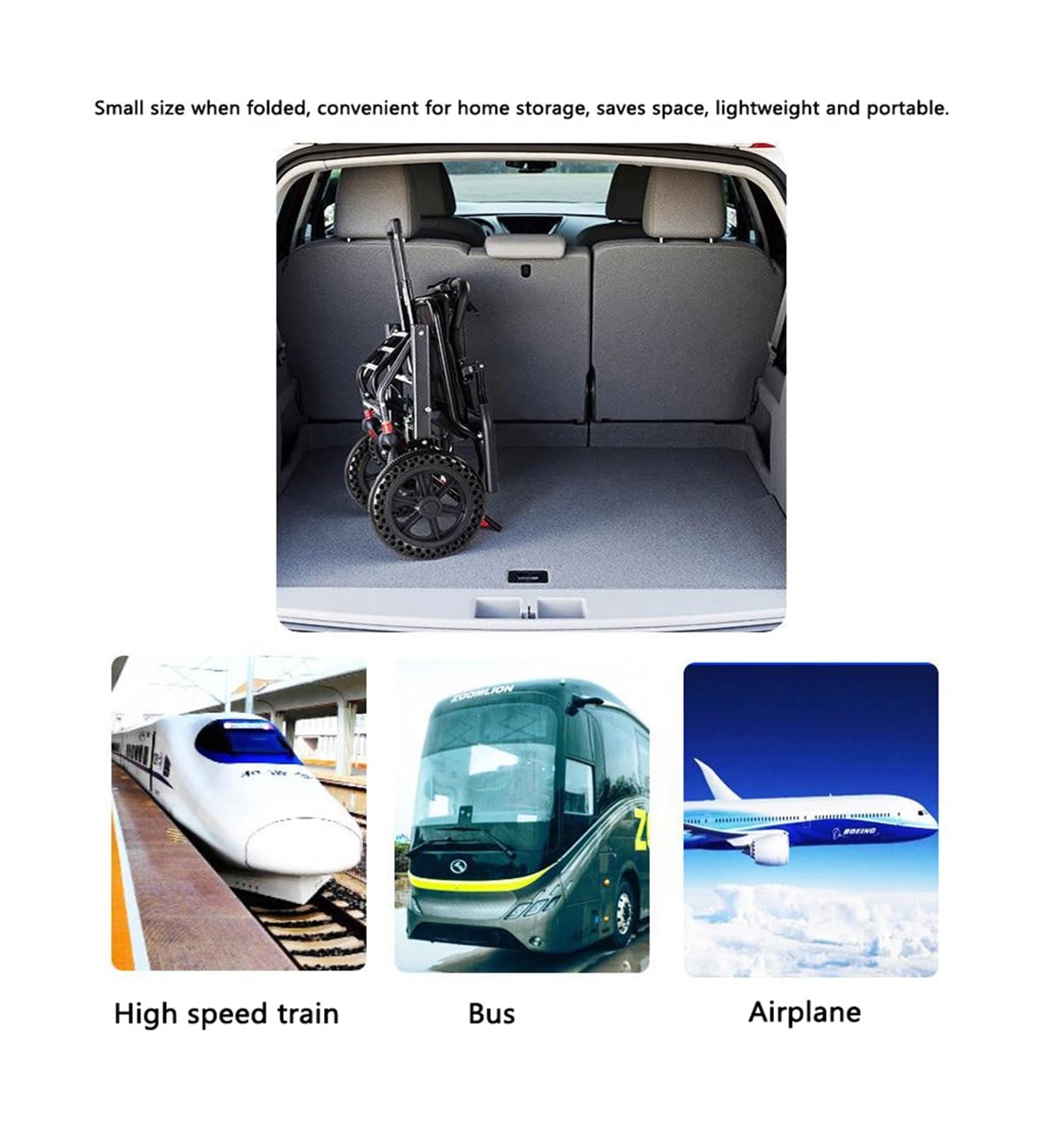 Silla de Ruedas Ligera Plegable para Mayores - Silla Plegable Compacta con Respaldo Ajustable y Ruedas Antideslizantes, Ideal para Viajar, Casa y Paseos