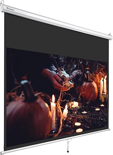 pantalla abatible manual de proyector (72 pulgadas diagonal 169). Se cierra automáticamente (63 x 35 pulgadas). Color blanco