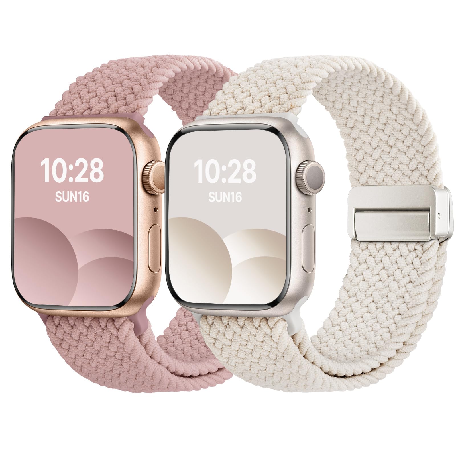 Fullmosa Geflochtenes Armband 2026 – Kompatibel mit Apple Watch 40mm 41mm 42mm 38mm 45mm 46mm für iWatch SE 3 2, Series 11 10 9 8 7 6 5 4 | Sport Nylon-Armbänder mit Magnetverschluss für Damen Herren
