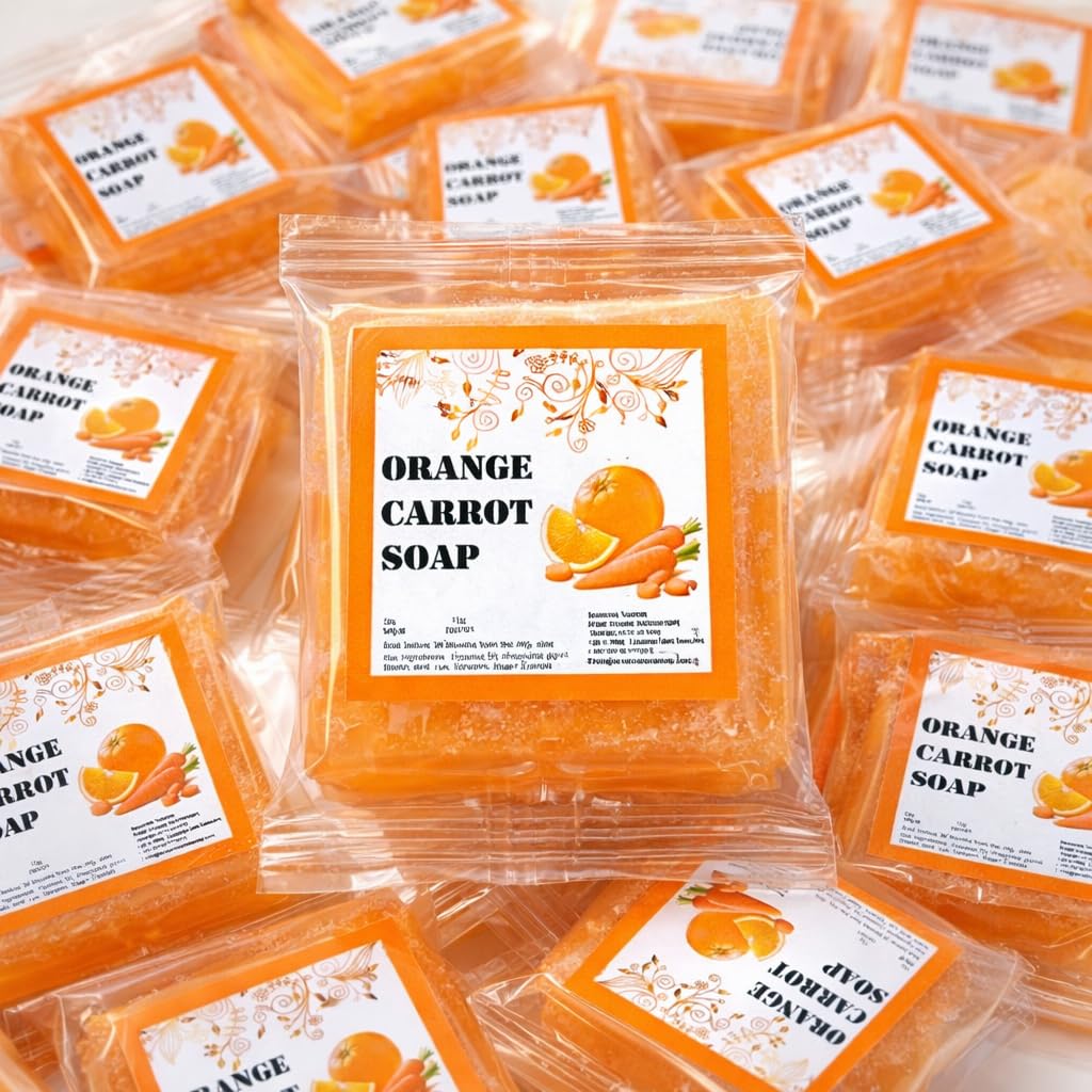 Sevenhills Toiletries 250 Pieces Hotel Accessories, Hotel/Guest Room Glycerin Transparent Orange Carrot Soap 15g - Pack of 250 Pieces