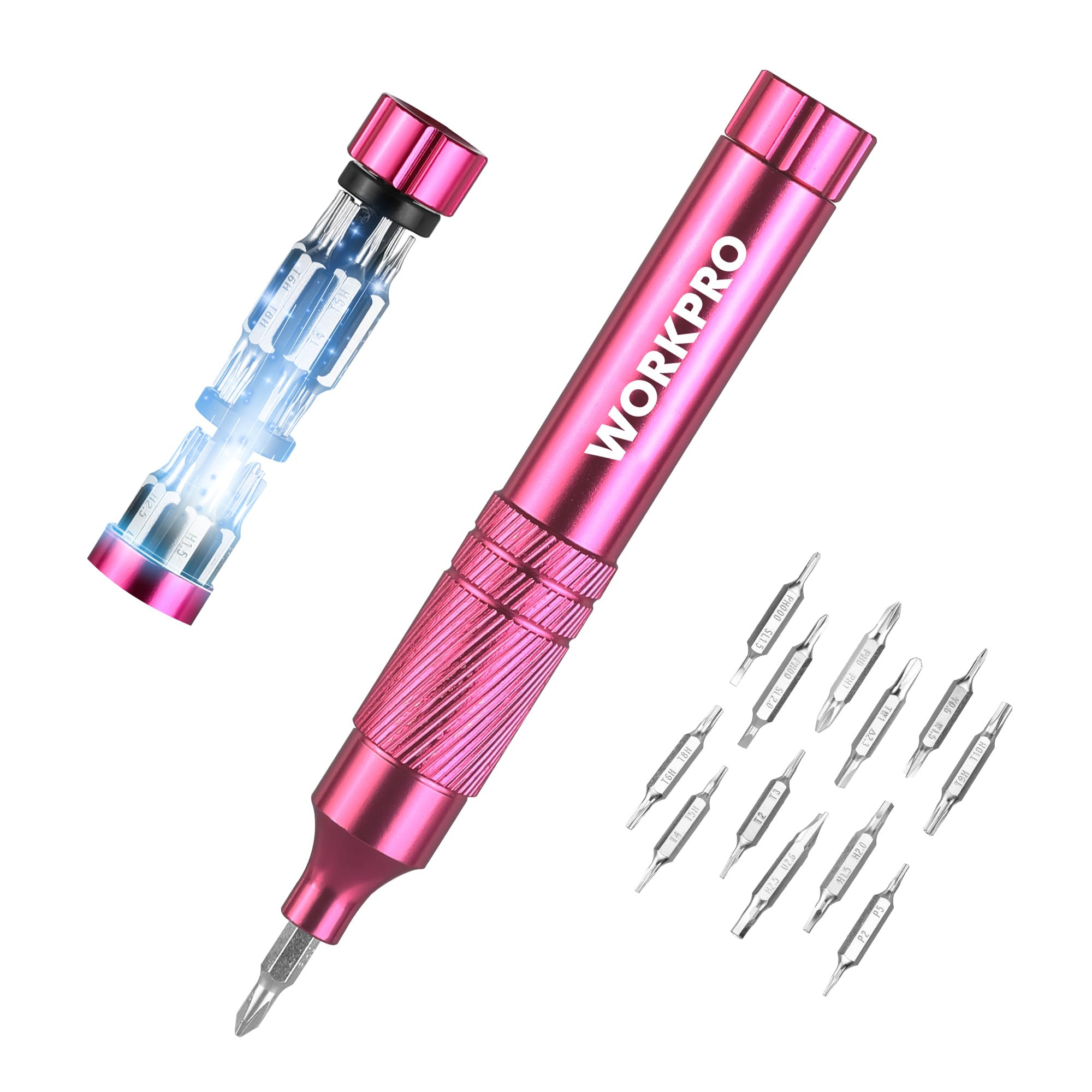 WORKPRO 24 in 1 Multi Bit Mini Screwdriver Set Magnetic, Manual Pen Screwdrivers, Tough S2 Steel Small Screwdriver Bits for Eyeglass, Watch, Laptop, P