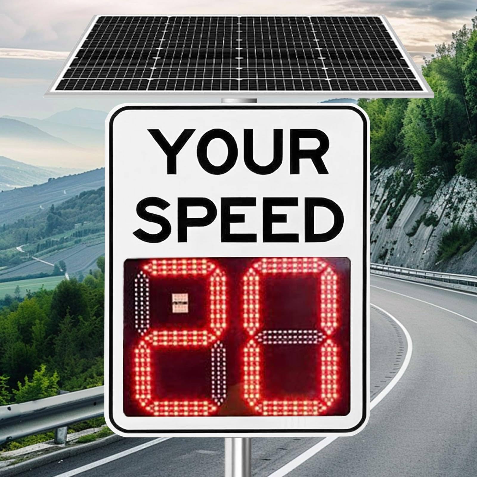 Señal Trafico Control Velocidad Solar, 20 * 27in/24 * 35in Cartel de Límite de Velocidad para Uso Exterior 20"x27"